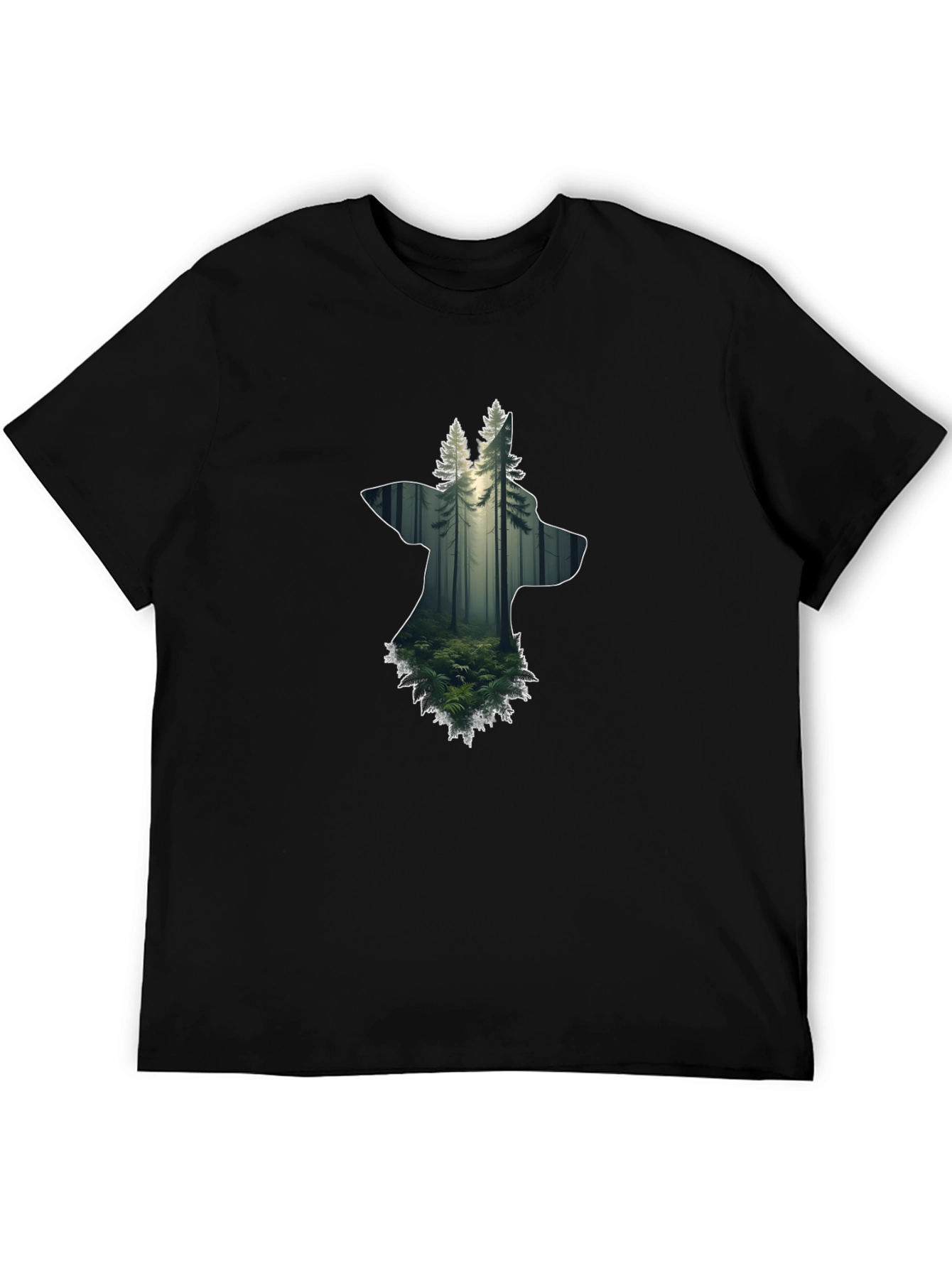 Nature Wolf Graphic Tee - Black