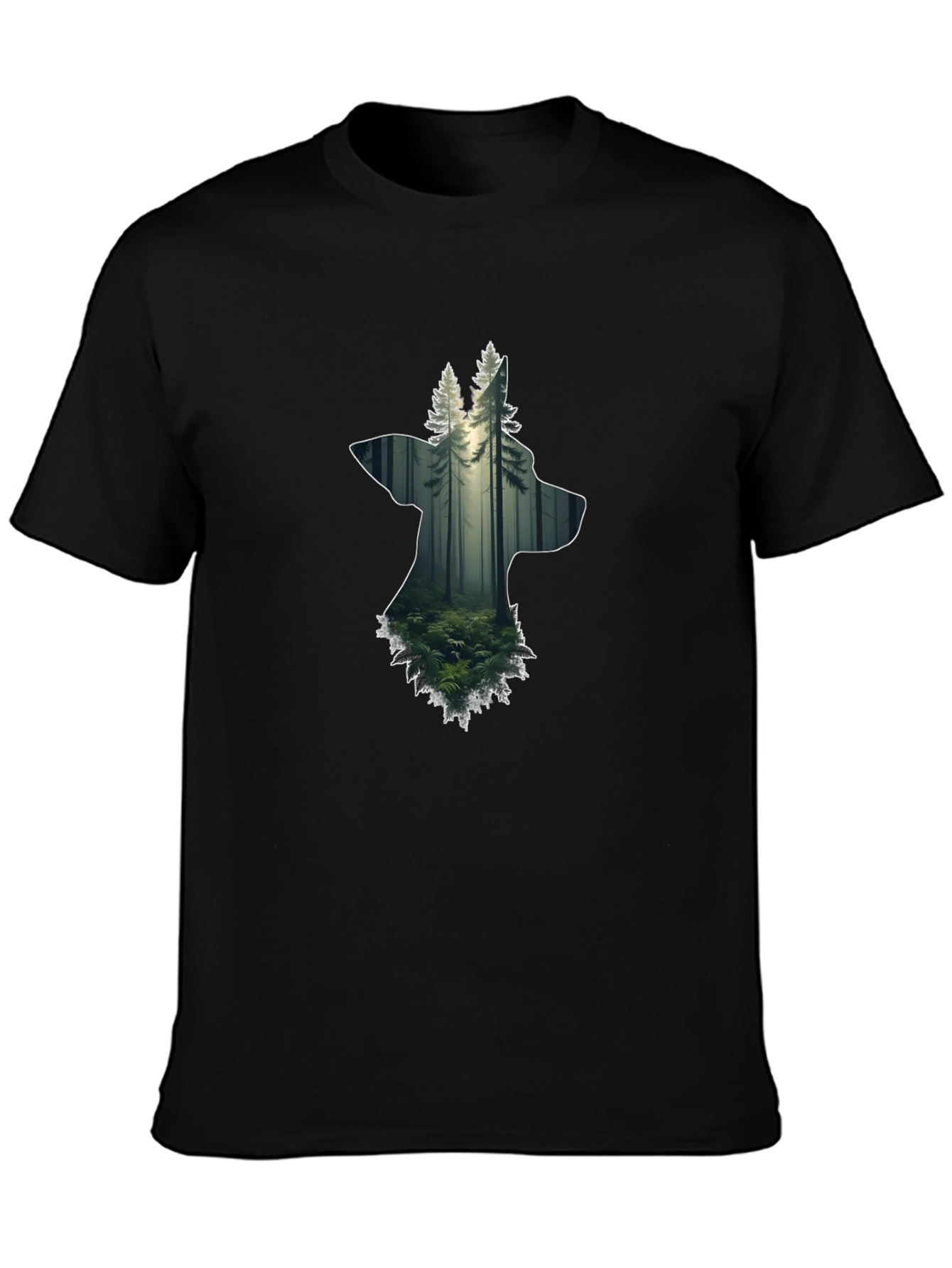Nature Wolf Graphic Tee - Black