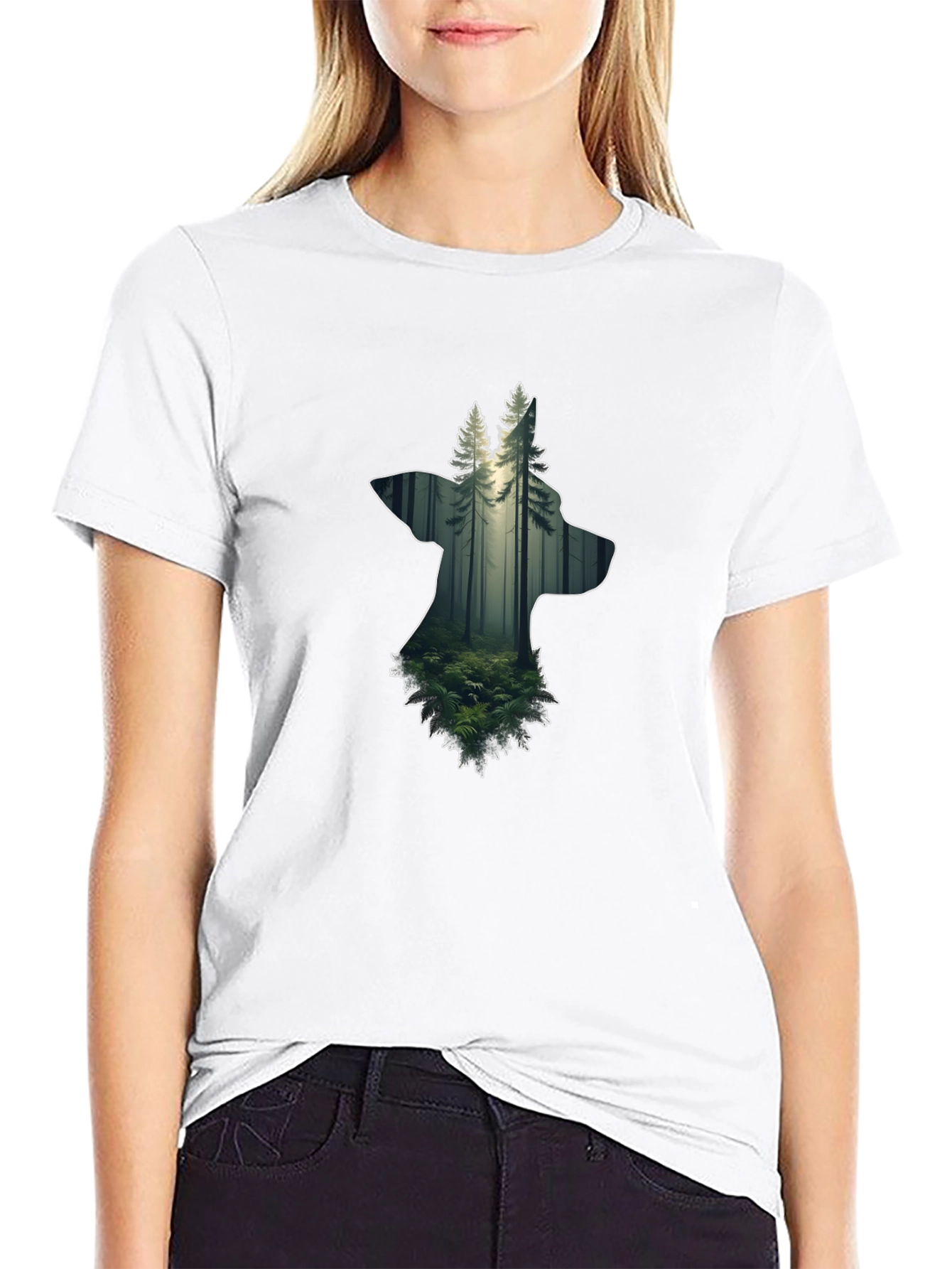 Nature Wolf Graphic Tee - Black