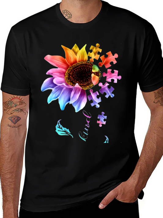 Sunflower Autism Awareness Puzzle Piece T-Shirt