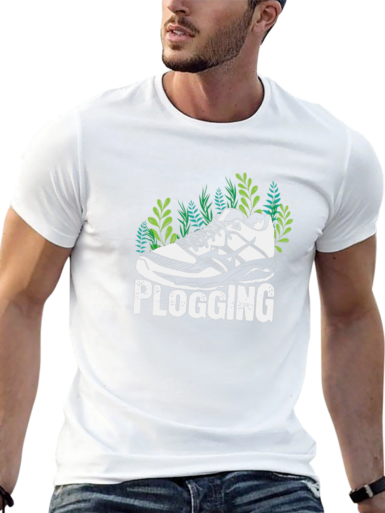 Plogging T-Shirt - Running Shoe & Nature Design