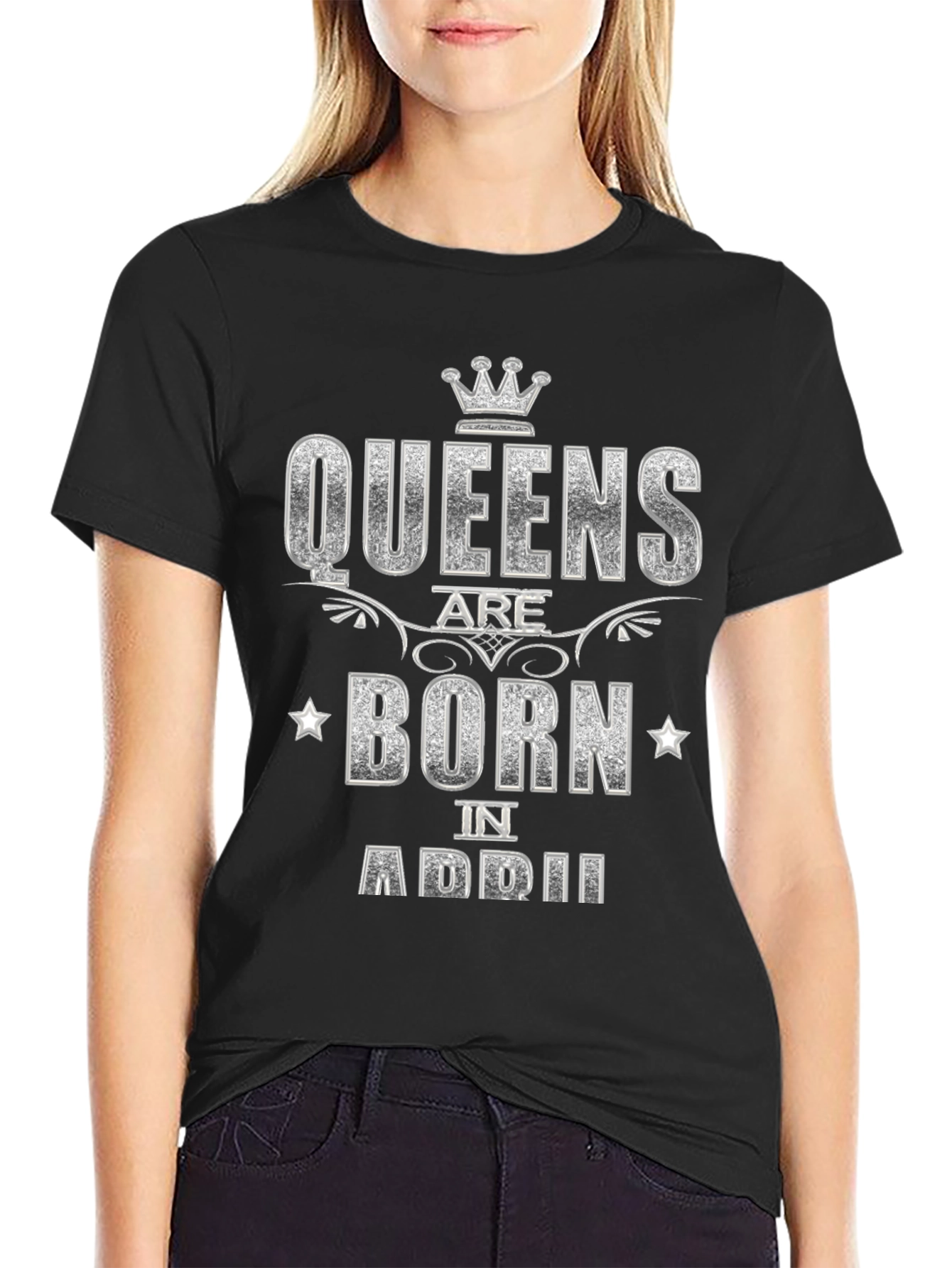 Queens Born in April Black T-Shirt