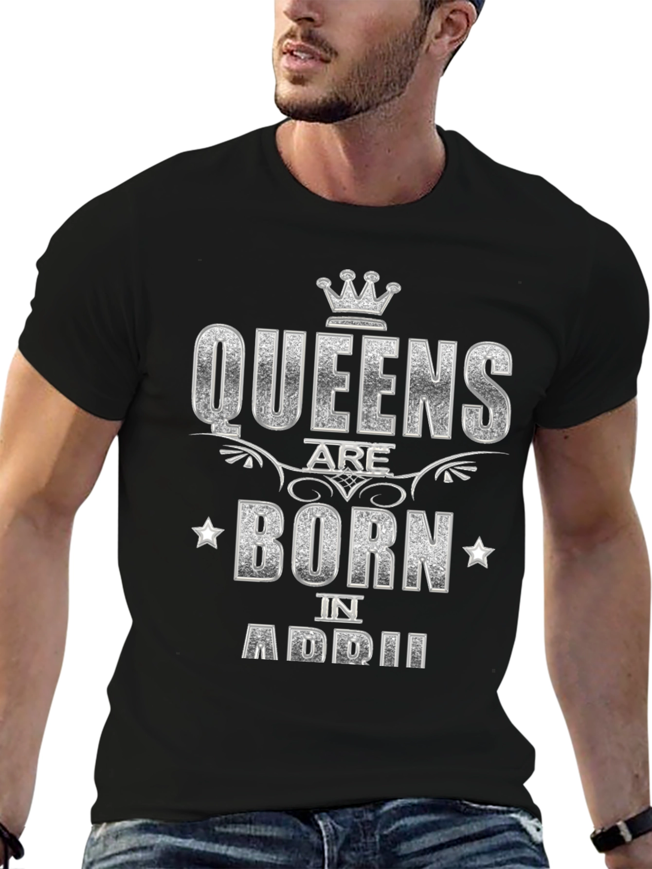 Queens Born in April Black T-Shirt