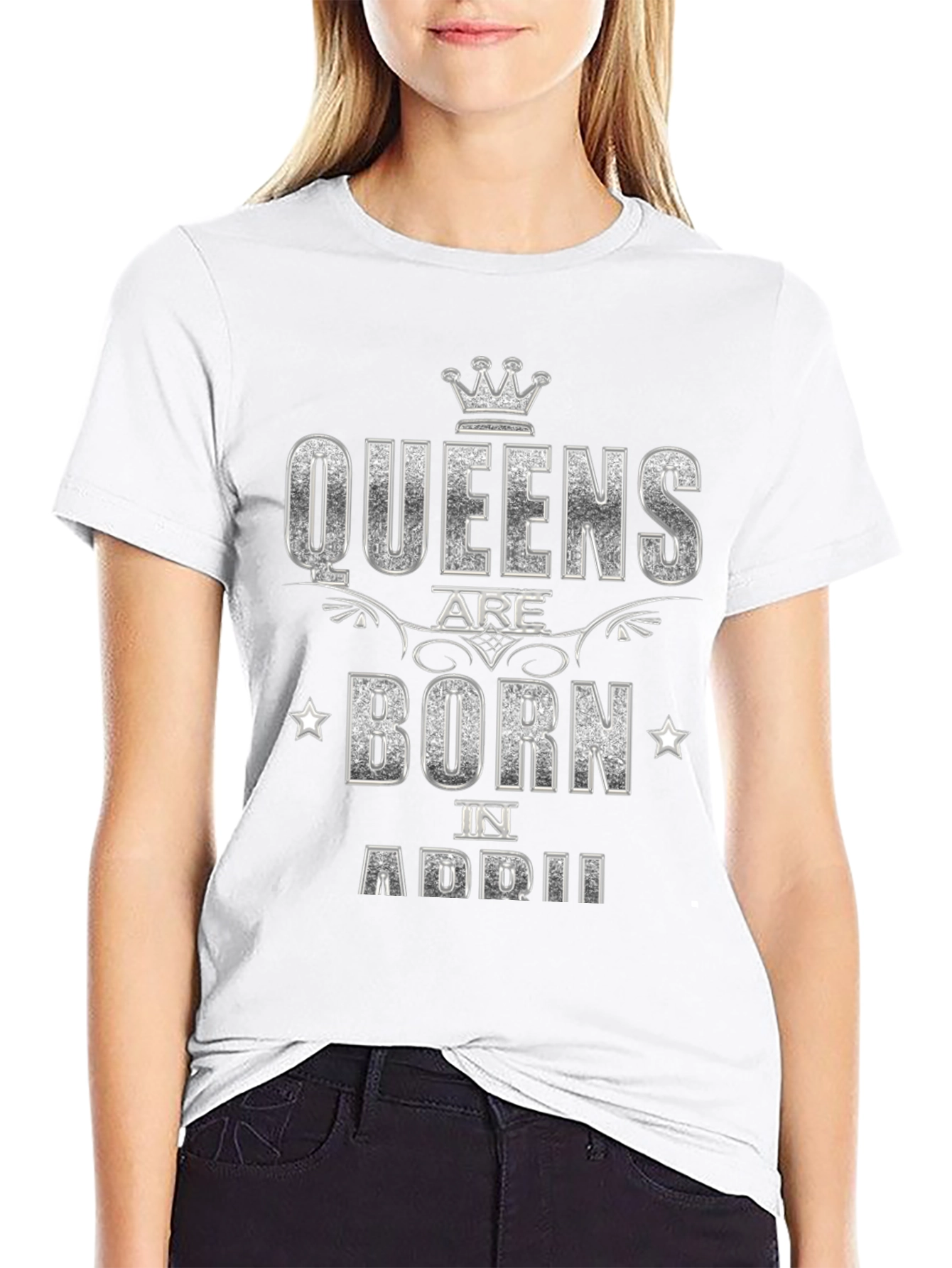 Queens Born in April Black T-Shirt
