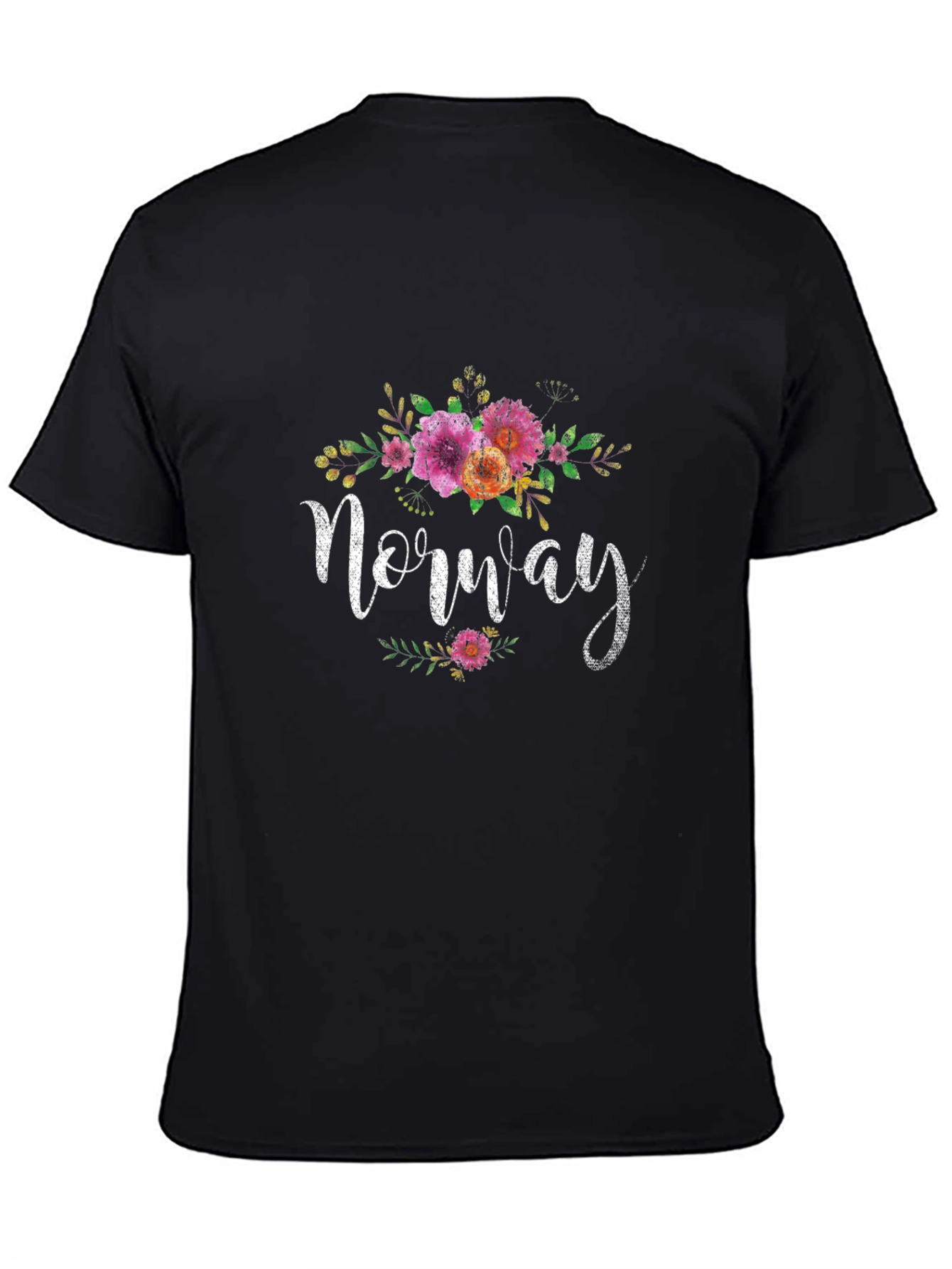 Norway Floral Graphic T-Shirt - Black Unisex