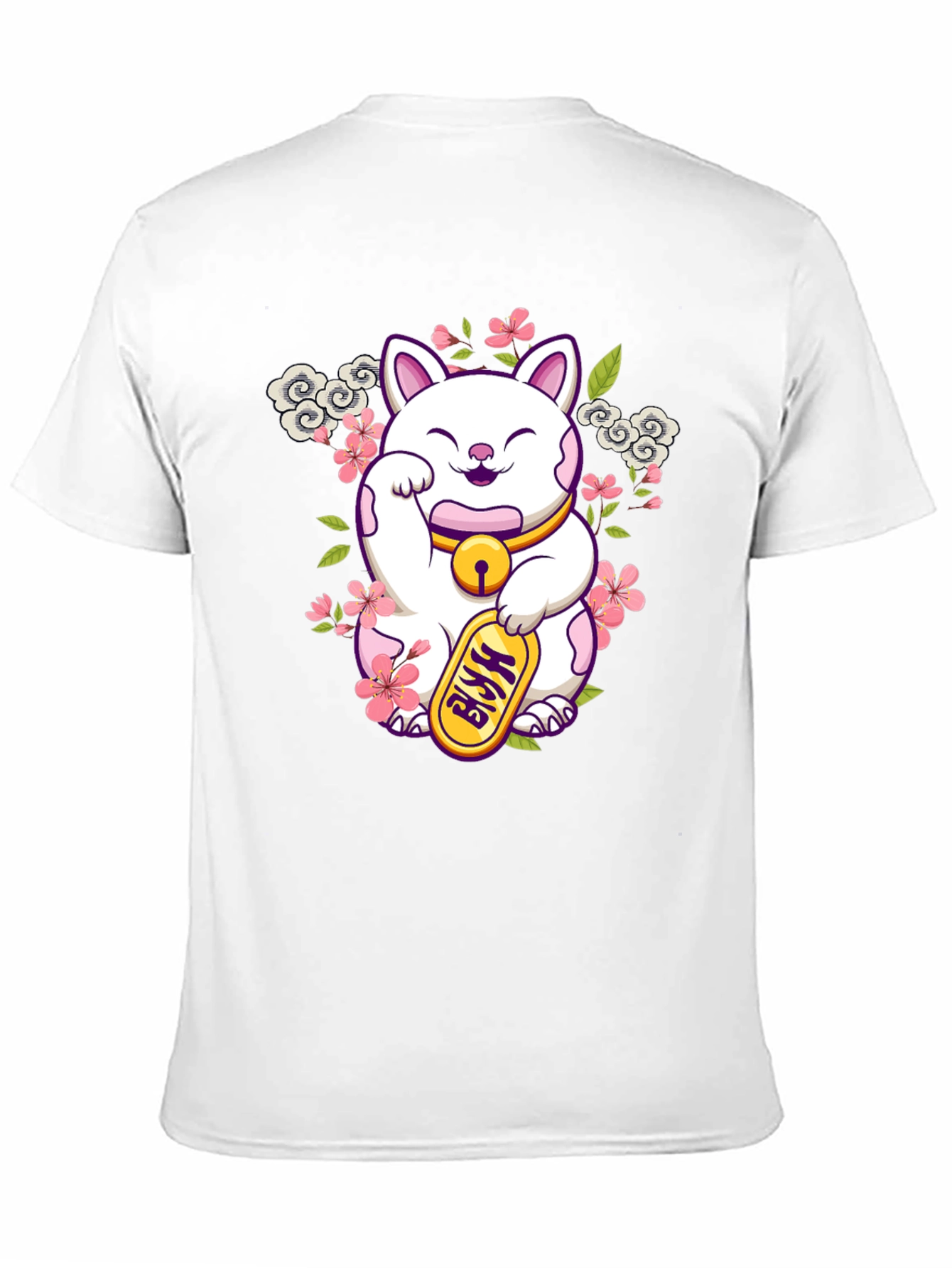 Lucky Cat Graphic Tee - Black Cotton T-Shirt