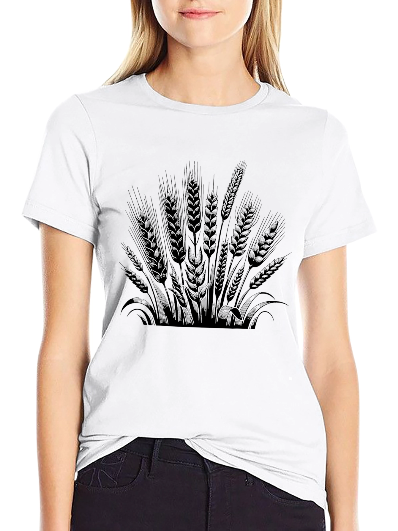 Wheat Graphic Print Black T-Shirt