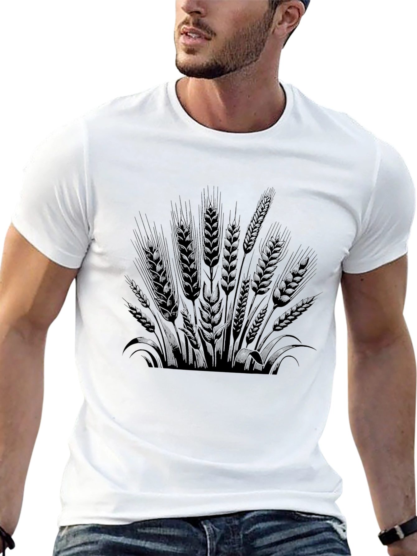 Wheat Graphic Print Black T-Shirt