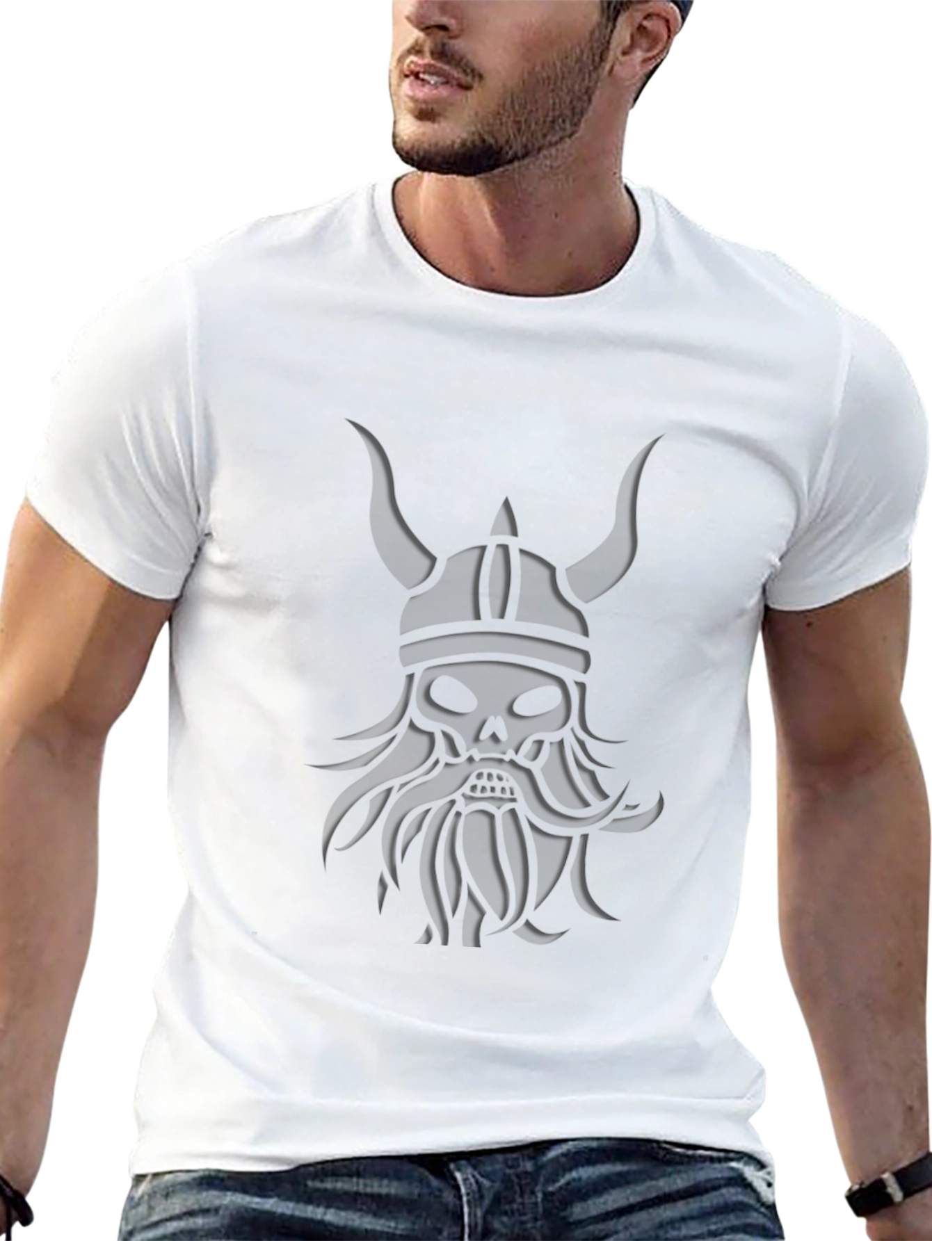 Black Viking Skull Graphic Tee