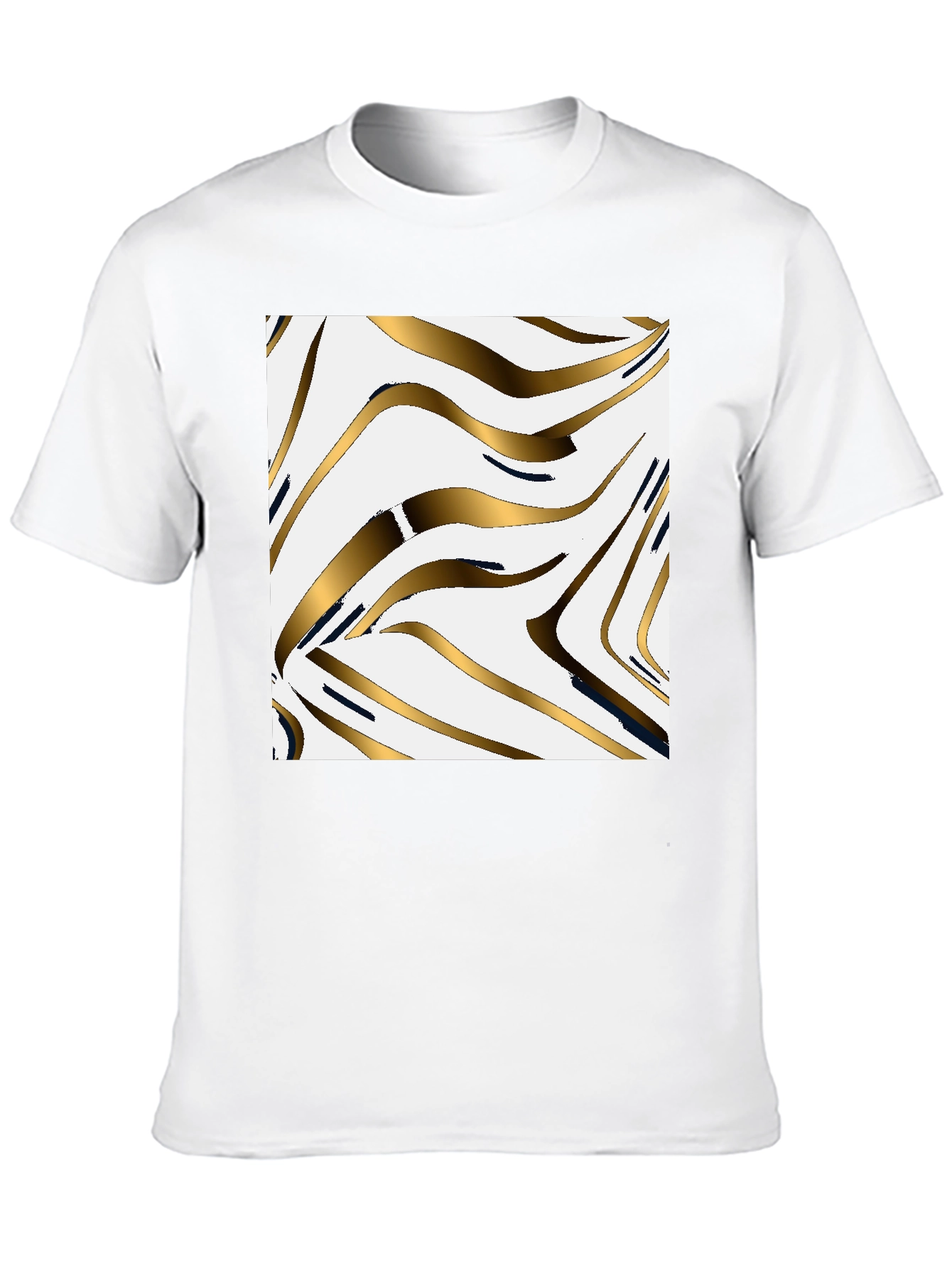 Stylish Black Tee with Abstract Gold Pattern
