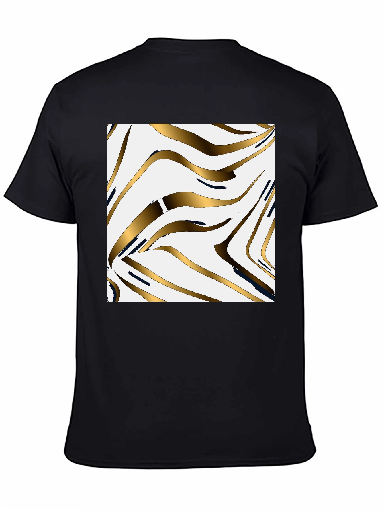 Stylish Black Tee with Abstract Gold Pattern