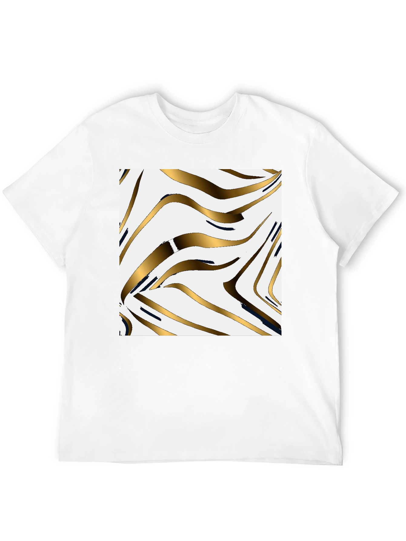 Stylish Black Tee with Abstract Gold Pattern