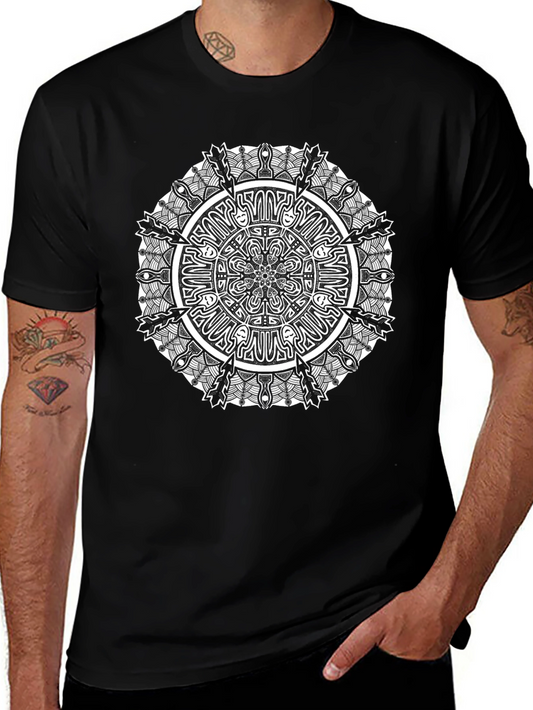 Mandala Print Black T-Shirt