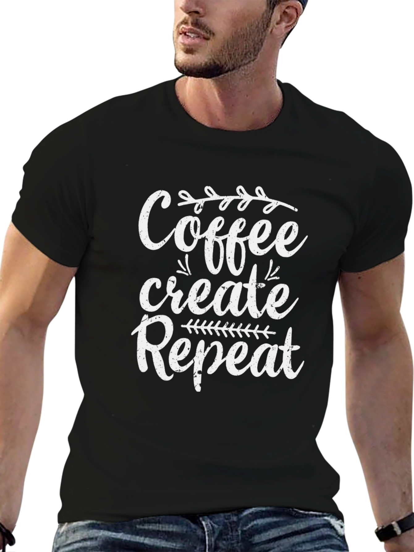 Coffee Create Repeat Graphic Tee - Black