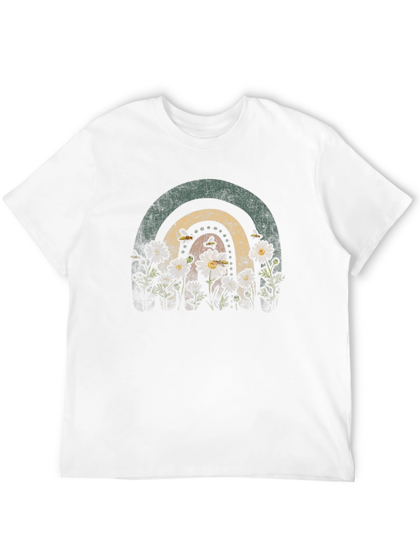 Retro Rainbow Bee & Daisy Graphic Tee