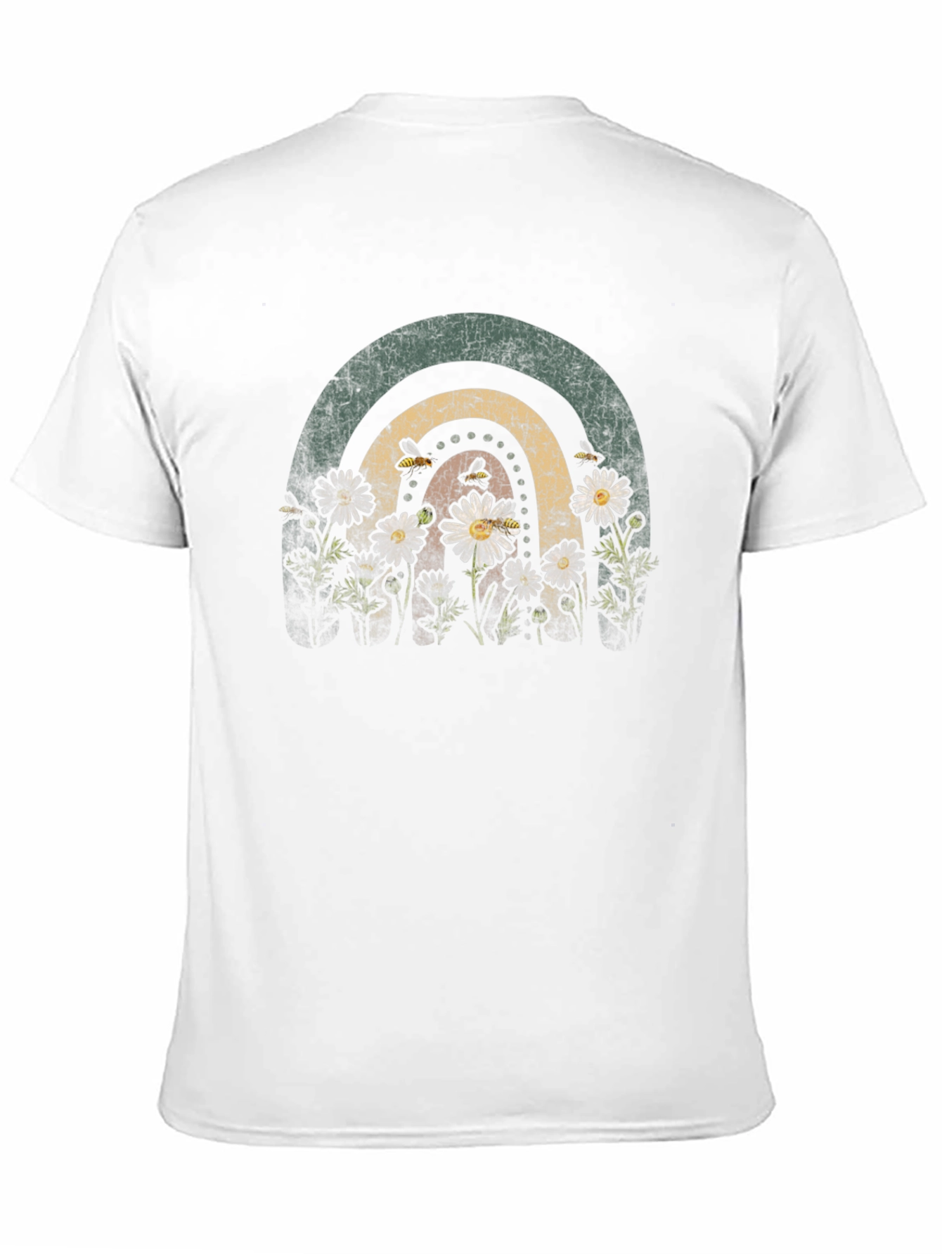 Retro Rainbow Bee & Daisy Graphic Tee