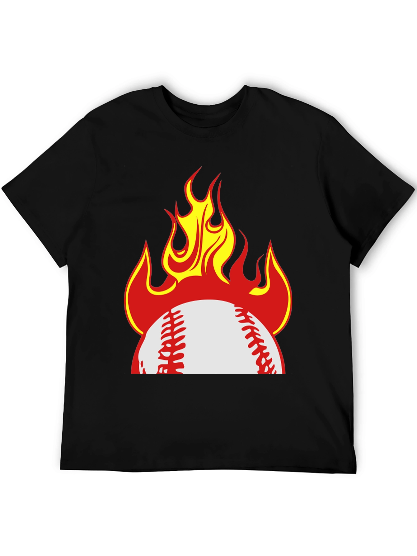 Flaming Baseball Graphic T-Shirt