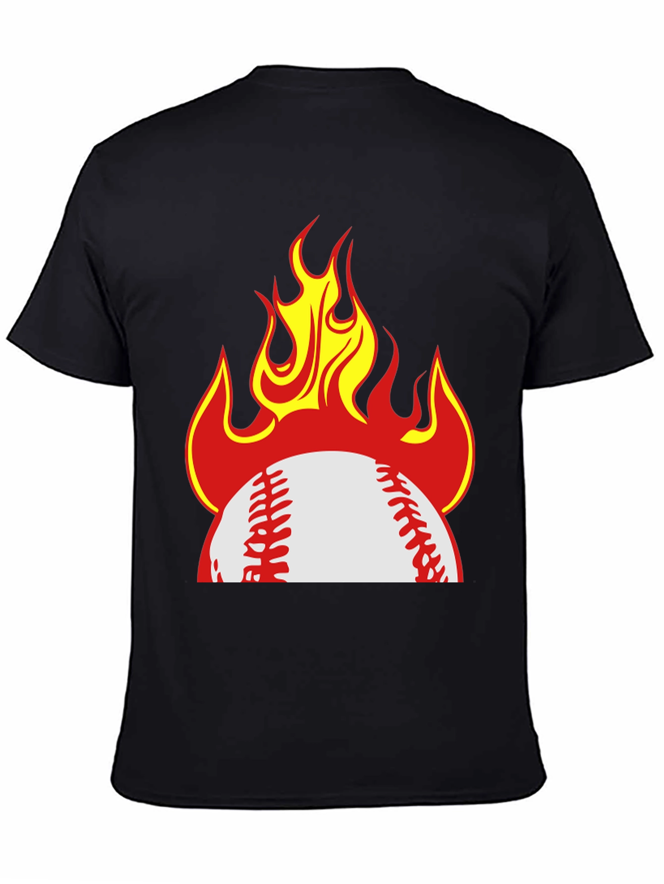 Flaming Baseball Graphic T-Shirt