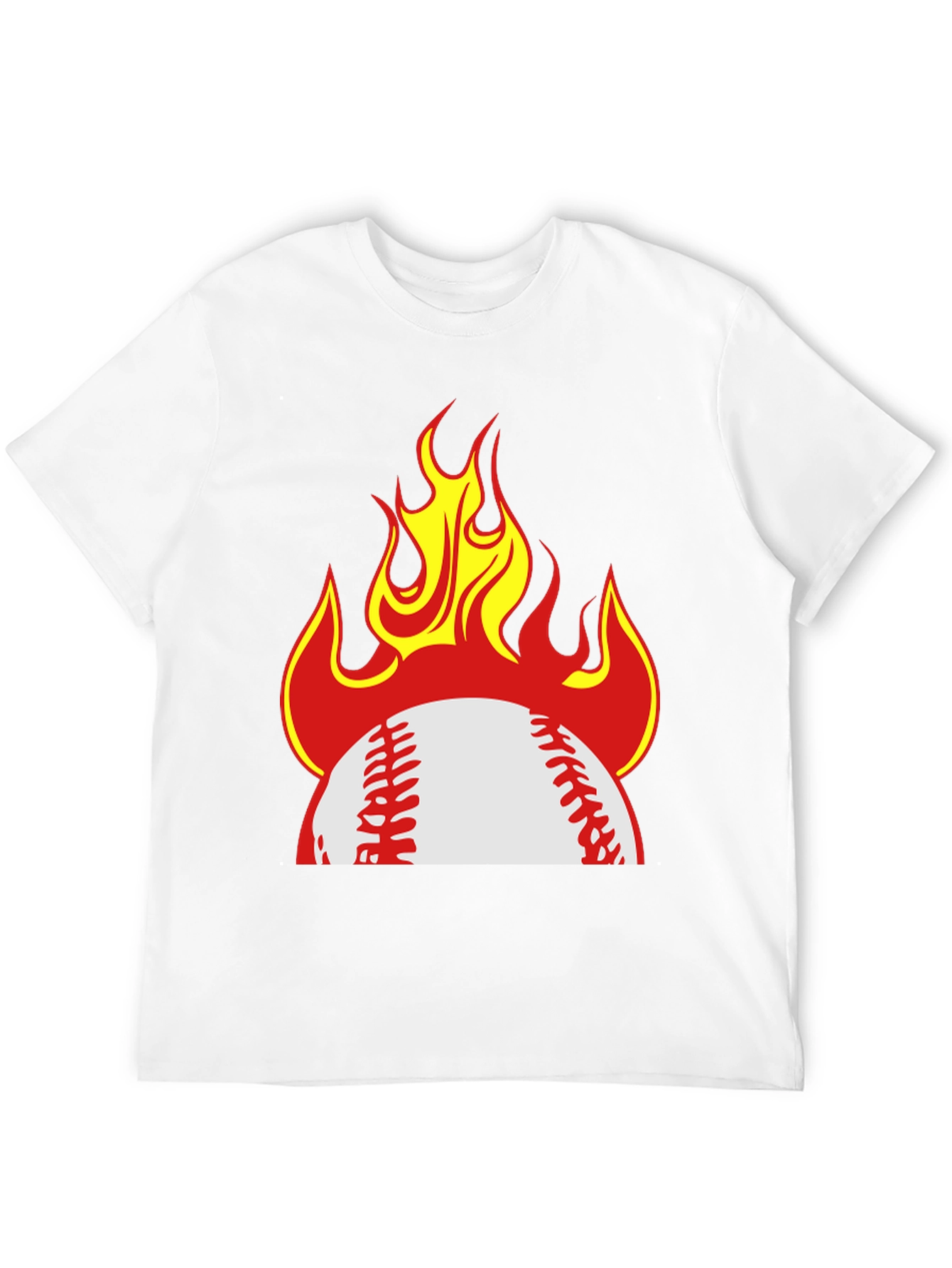 Flaming Baseball Graphic T-Shirt