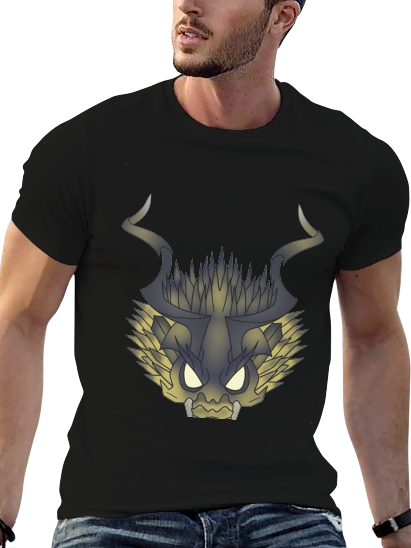 Graphic Dragon Tee - Black Cotton T-Shirt