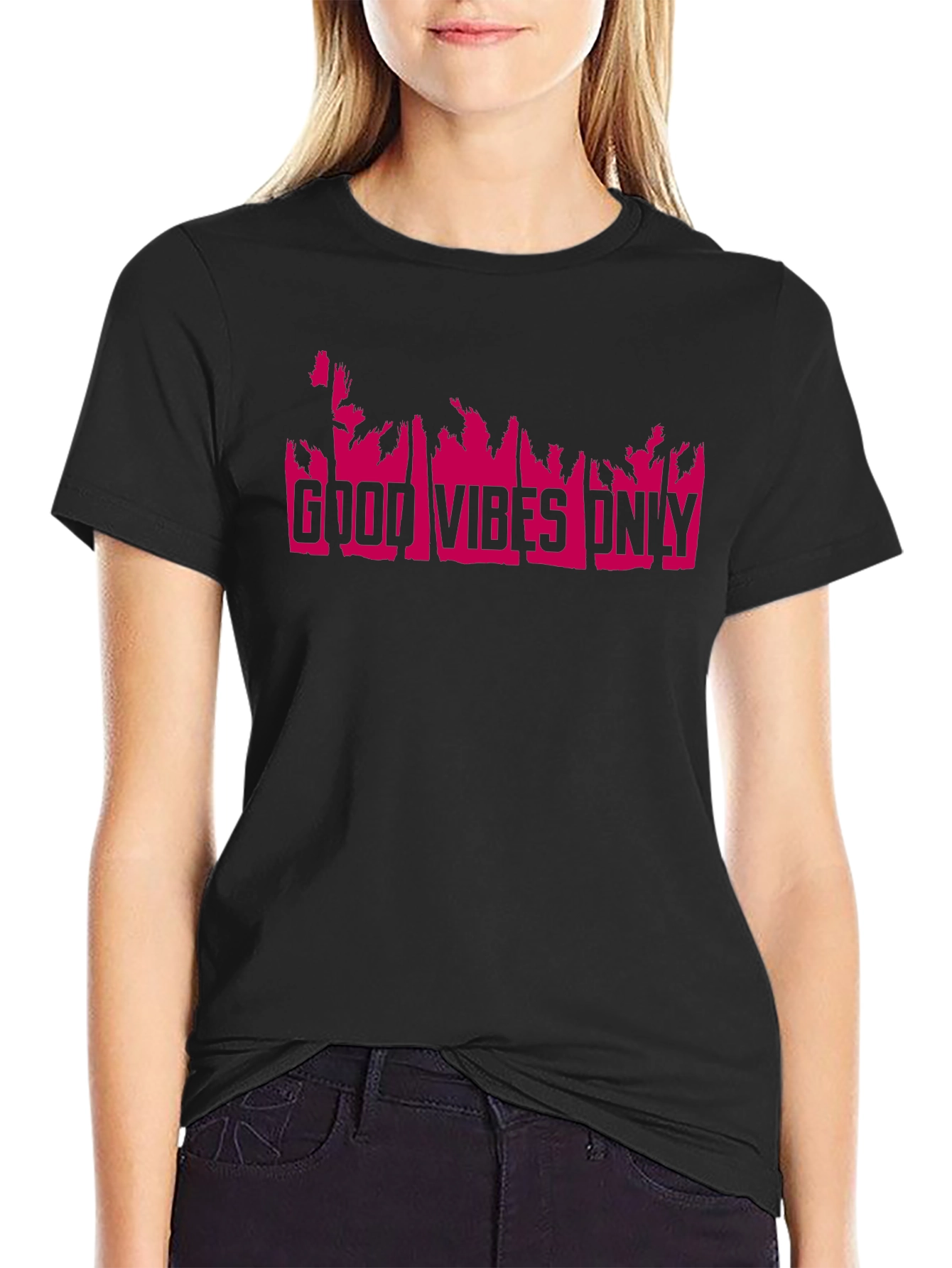 Good Vibes Only T-Shirt - Pink Print