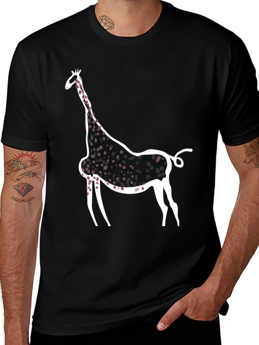 Abstract Giraffe Print Black T-Shirt