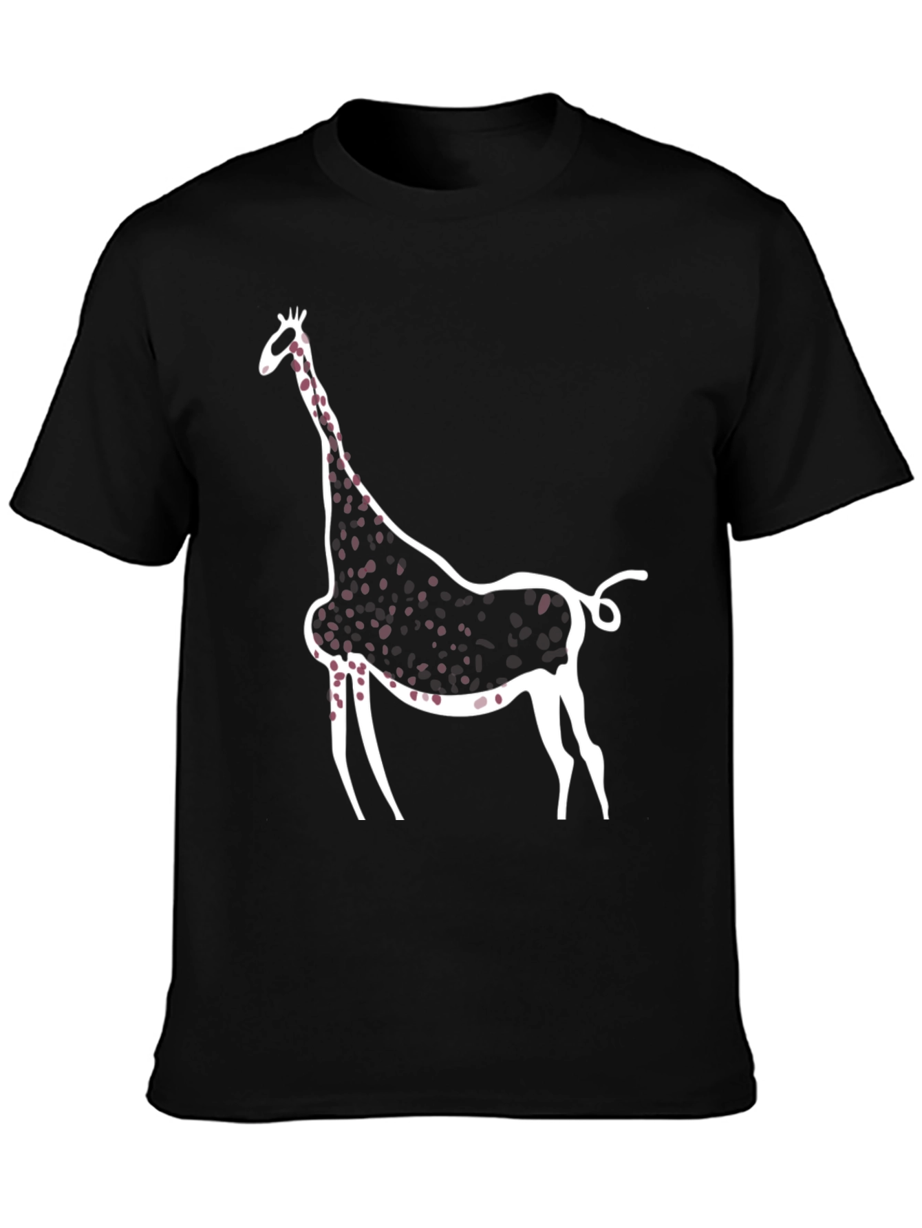 Abstract Giraffe Print Black T-Shirt