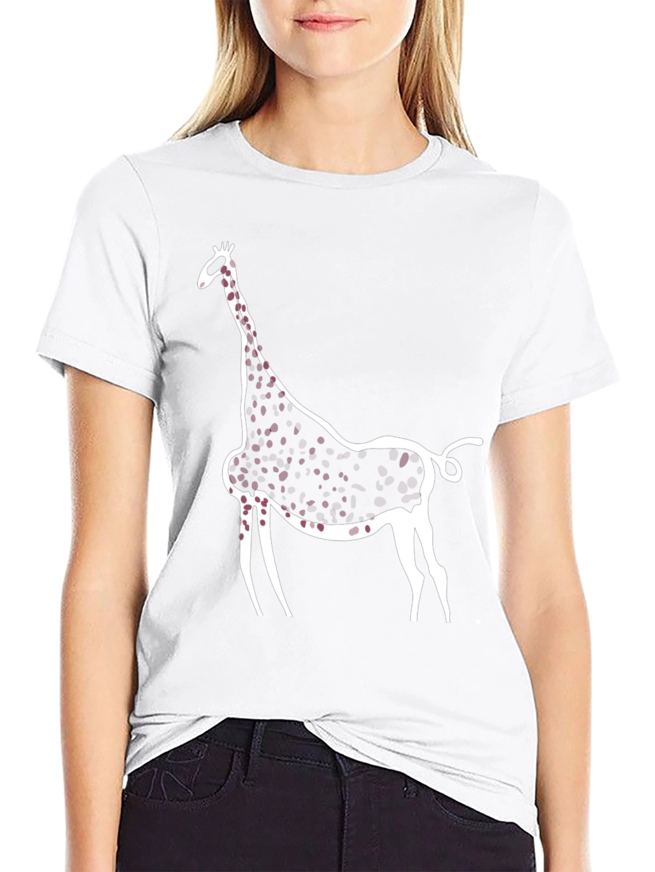 Abstract Giraffe Print Black T-Shirt