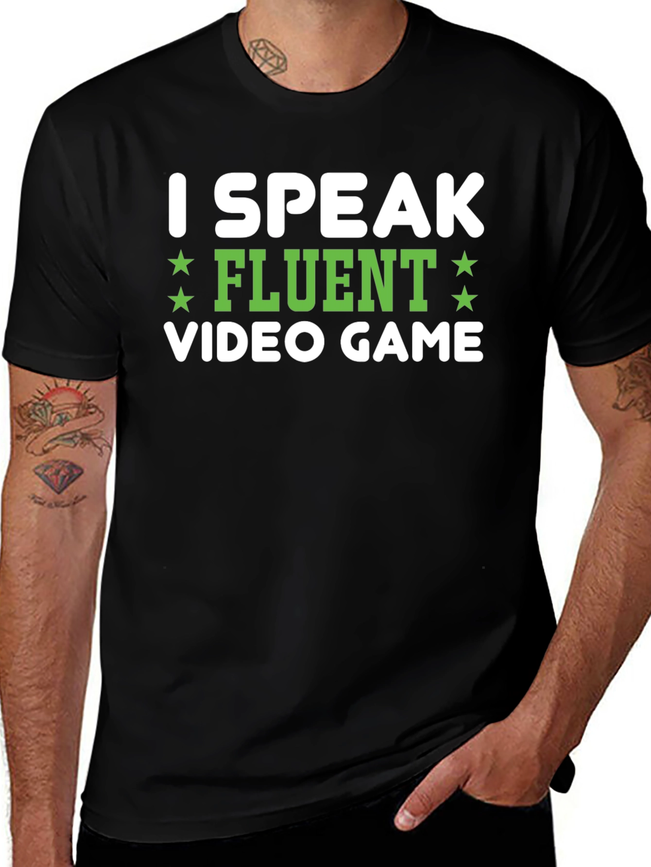 I Speak Fluent Video Game Black Tee Shirt