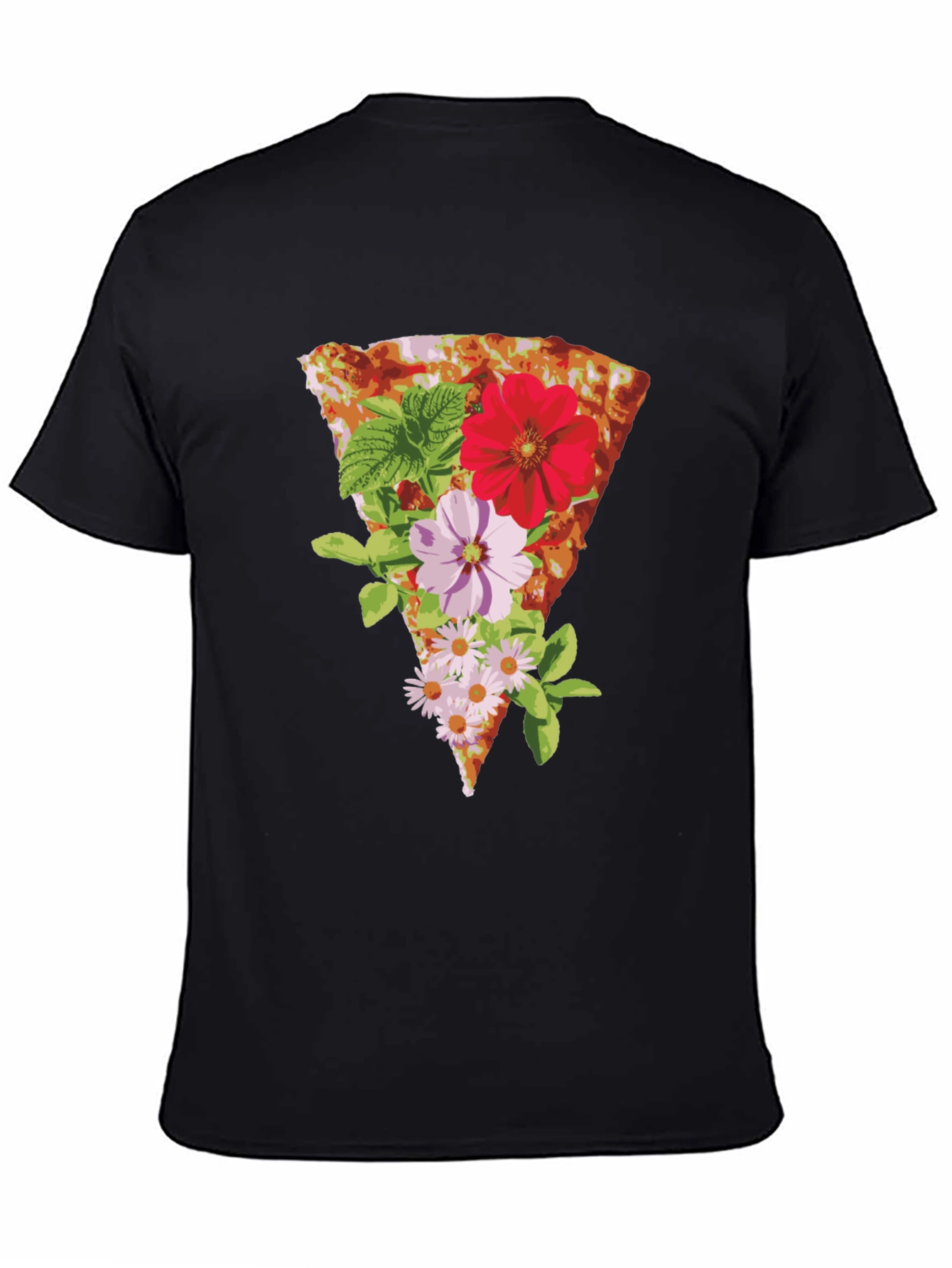 Floral Pizza Graphic Tee - Unique Style