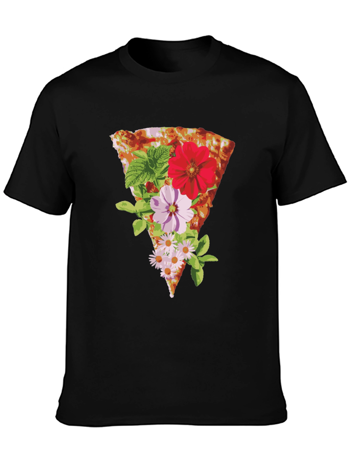 Floral Pizza Graphic Tee - Unique Style