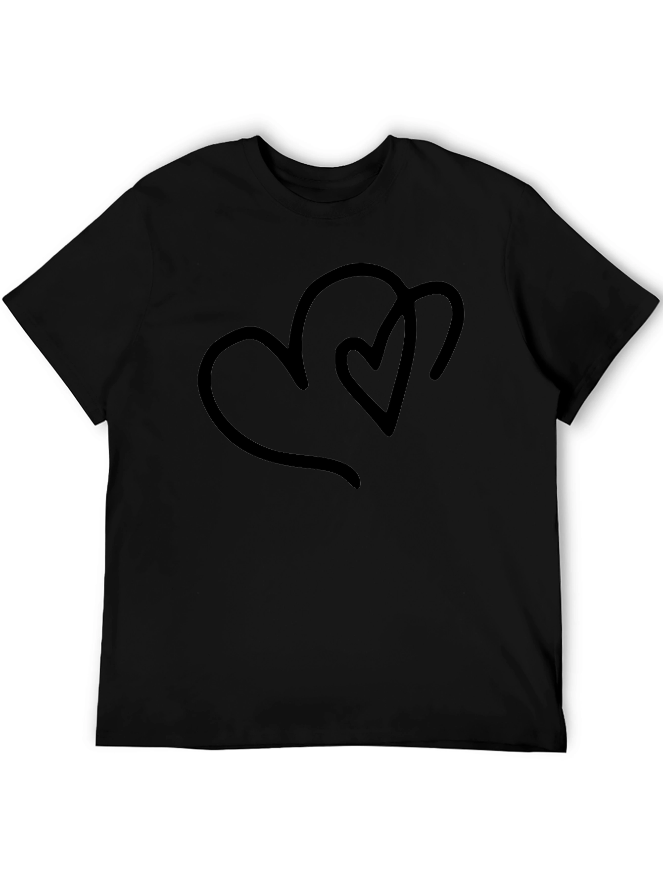 Minimalist Two Hearts Black T-Shirt