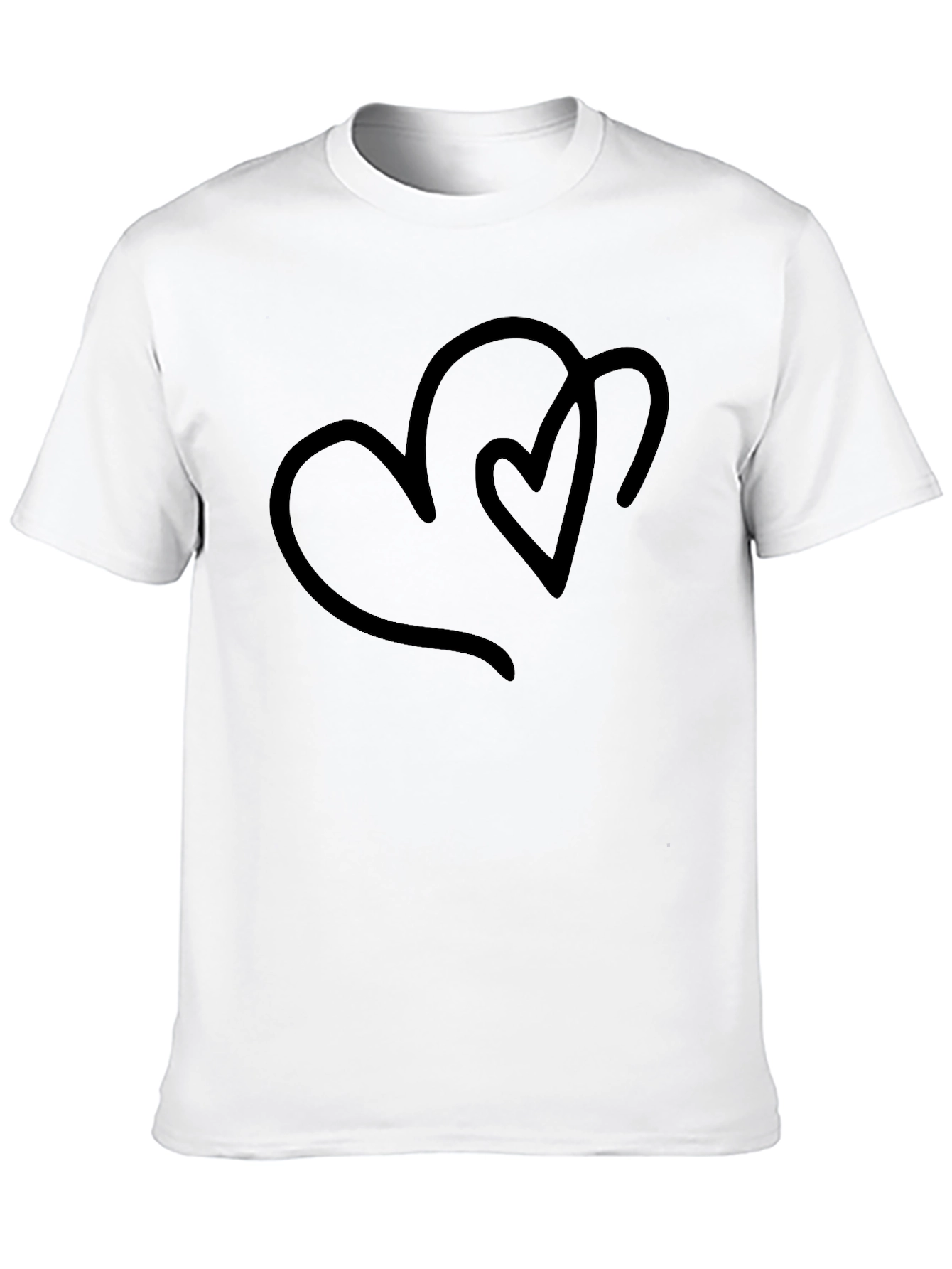 Minimalist Two Hearts Black T-Shirt