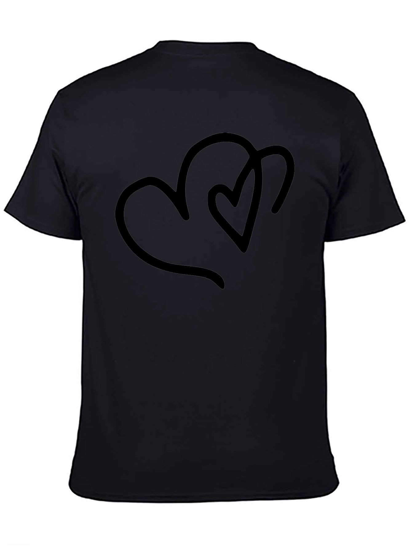 Minimalist Two Hearts Black T-Shirt