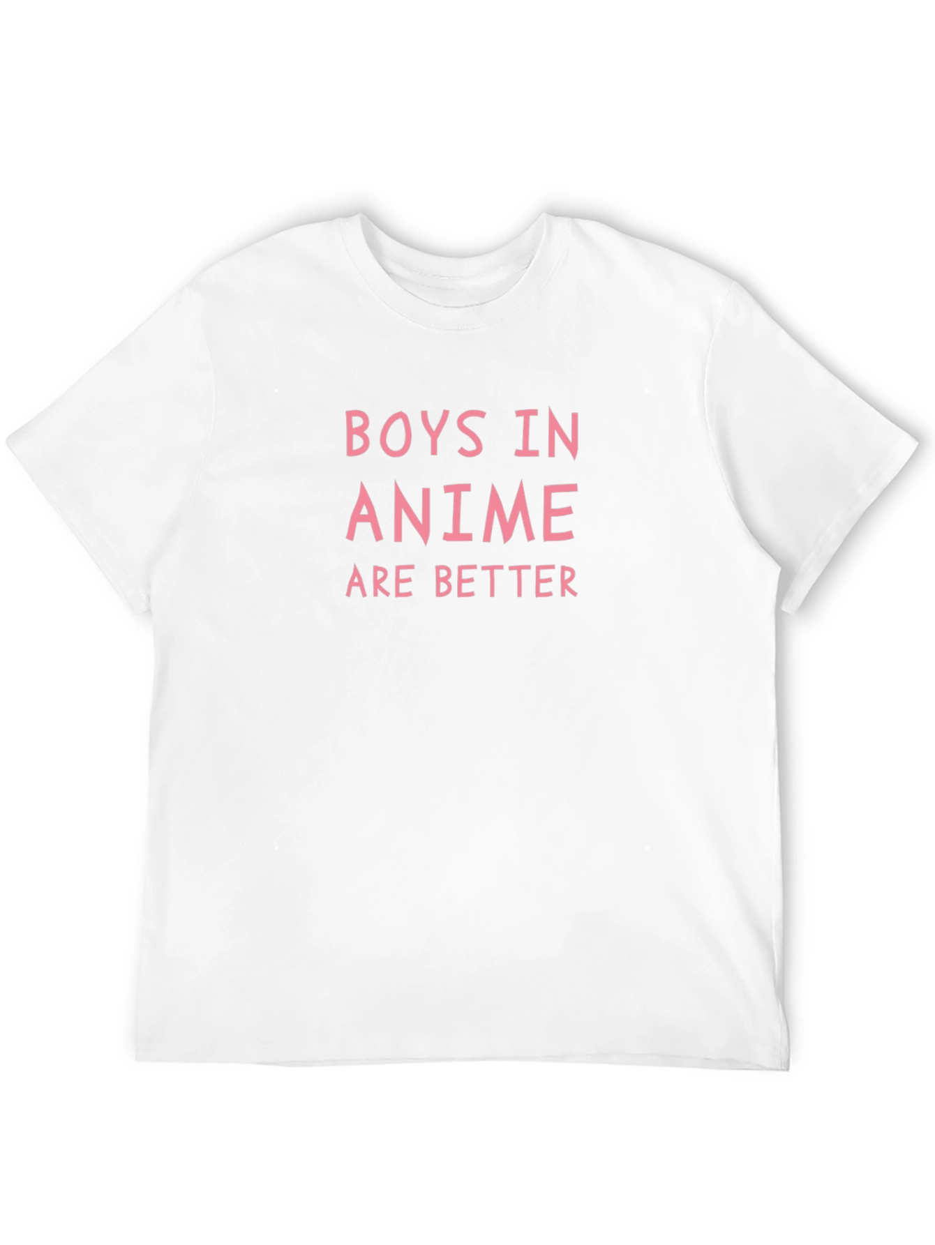 Boys in Anime T-Shirt - Pink Lettering on Black
