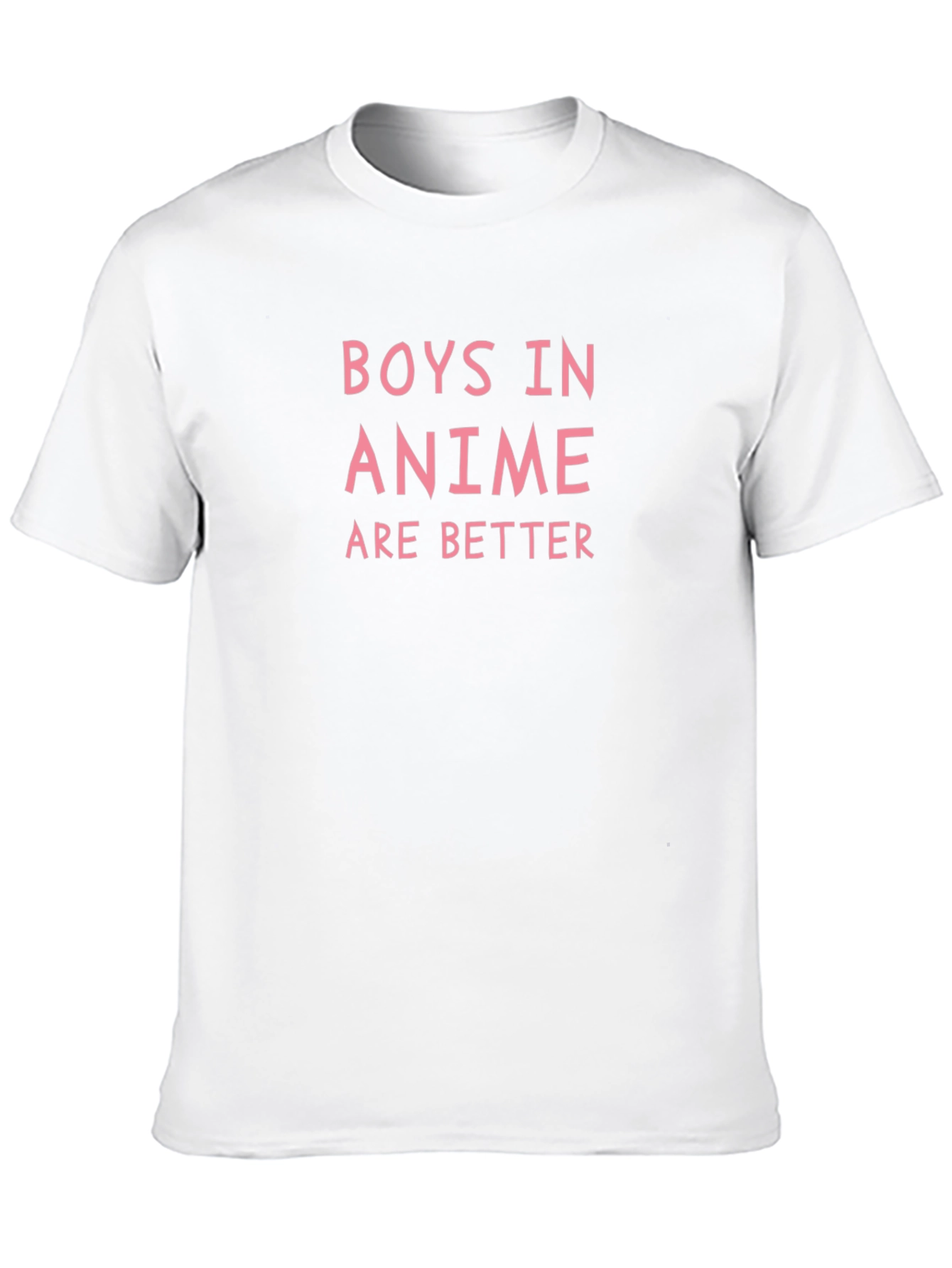 Boys in Anime T-Shirt - Pink Lettering on Black