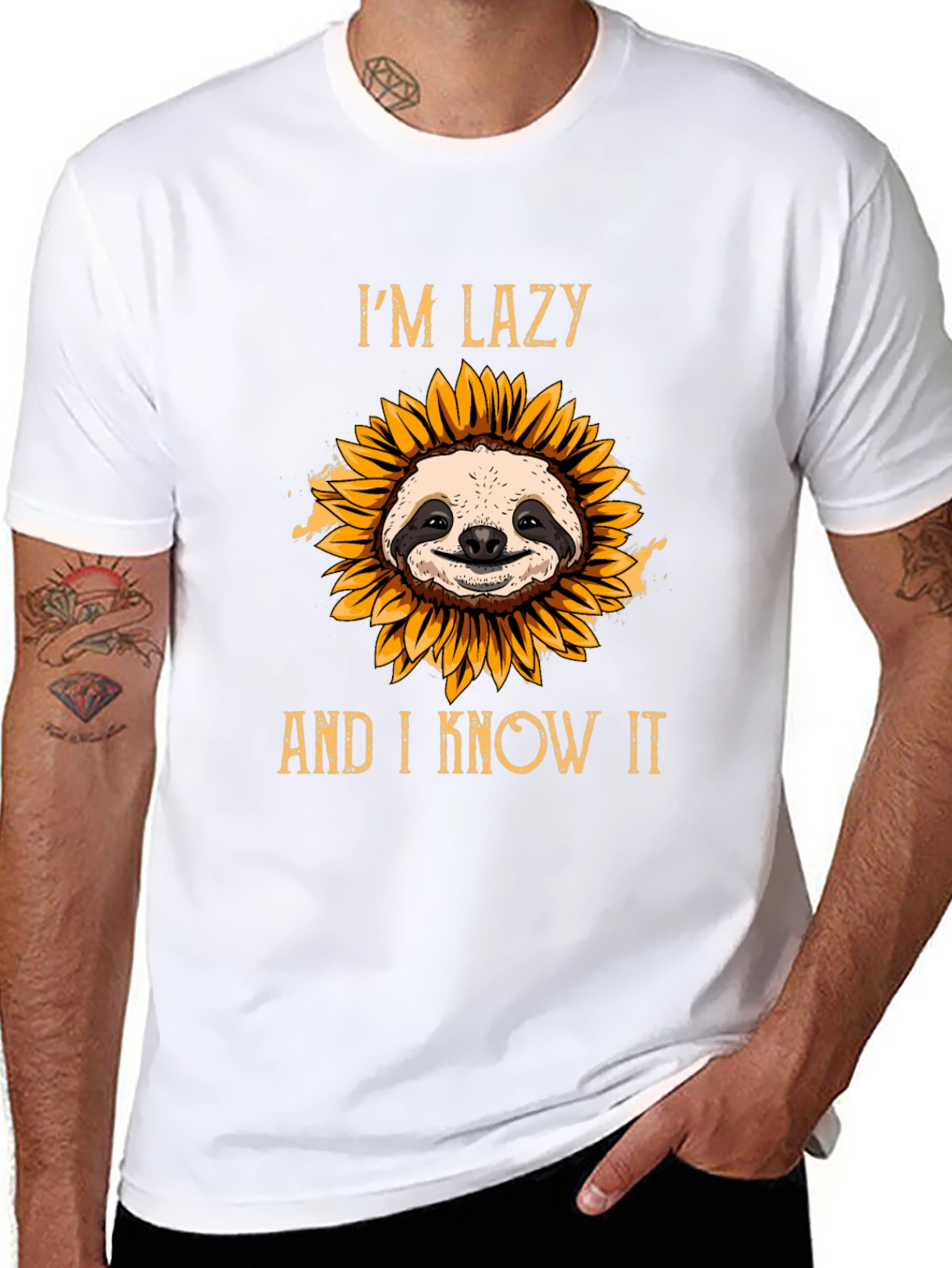 Lazy Sloth Sunflower T-Shirt