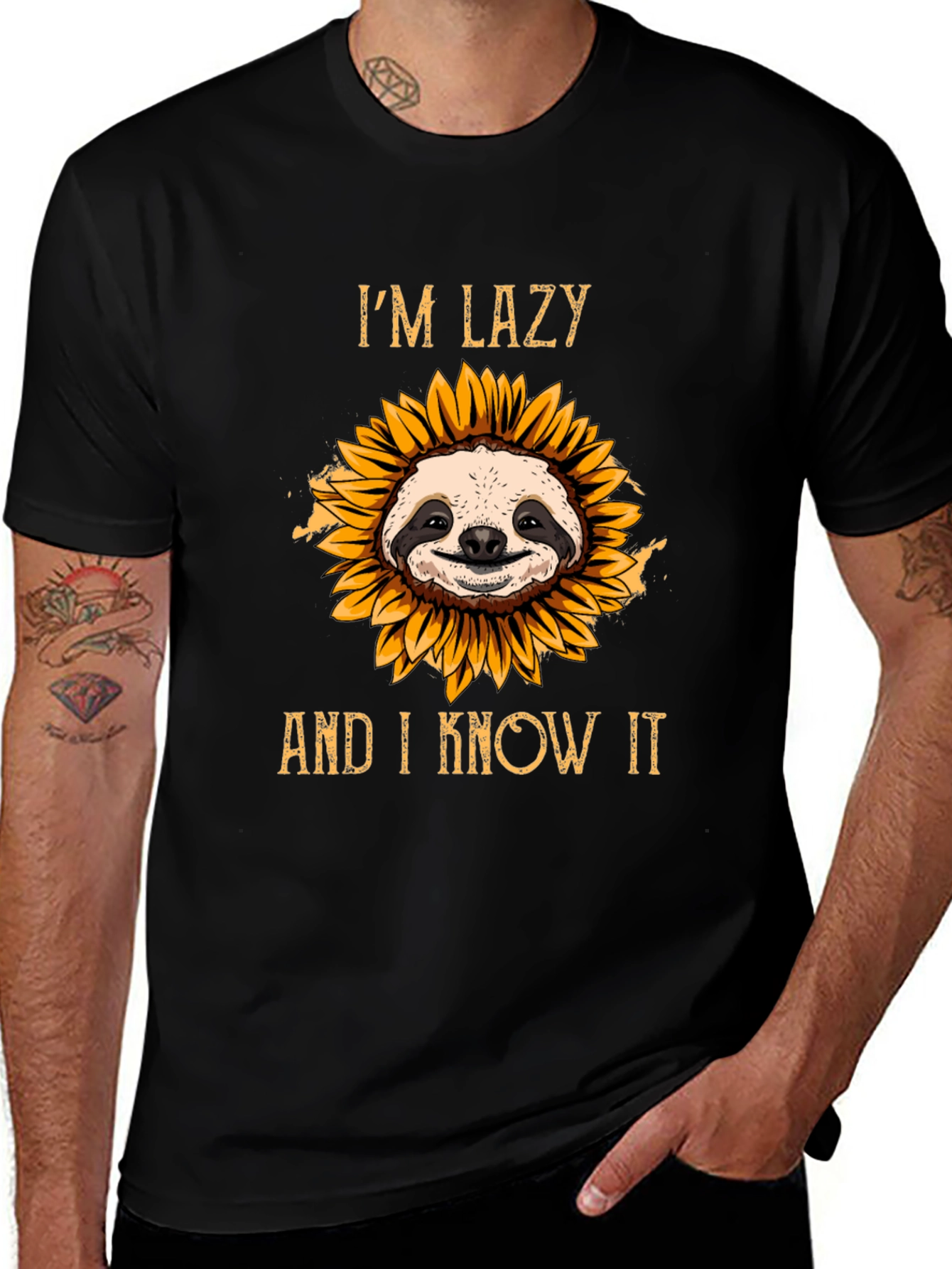 Lazy Sloth Sunflower T-Shirt