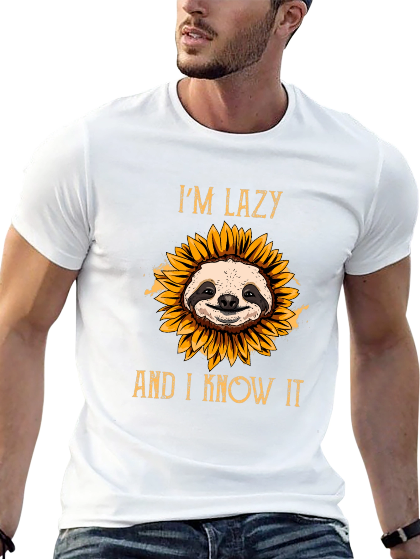 Lazy Sloth Sunflower T-Shirt
