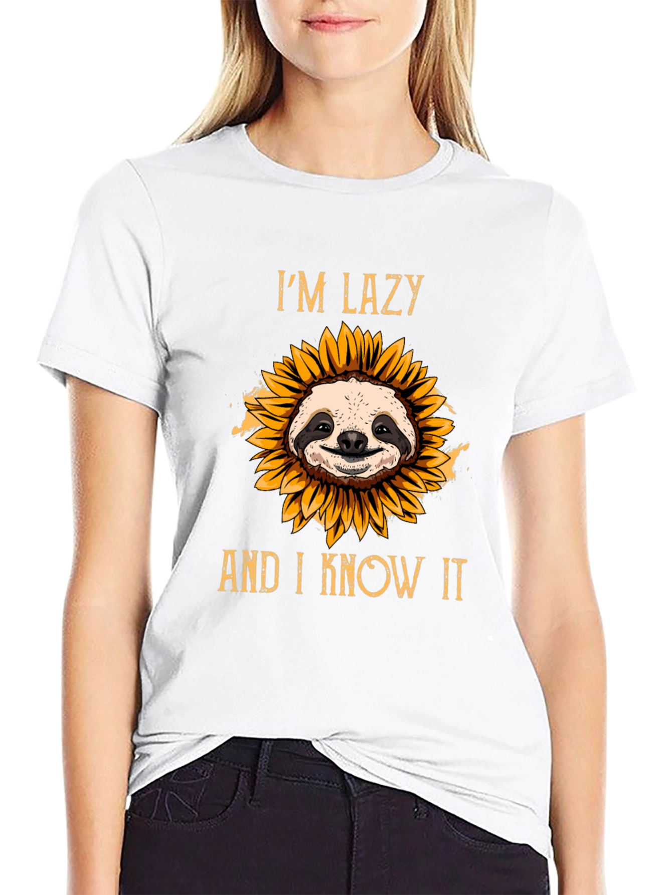 Lazy Sloth Sunflower T-Shirt