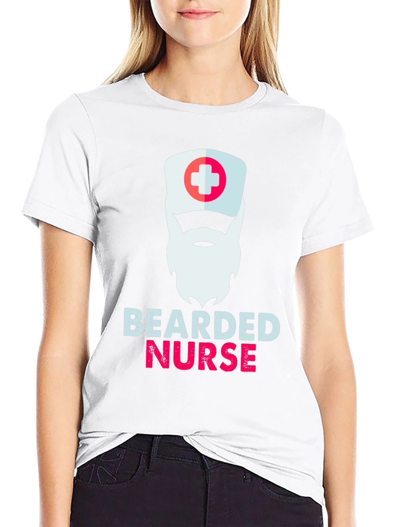 Bearded Nurse Graphic T-Shirt - Funny Medical Apparel