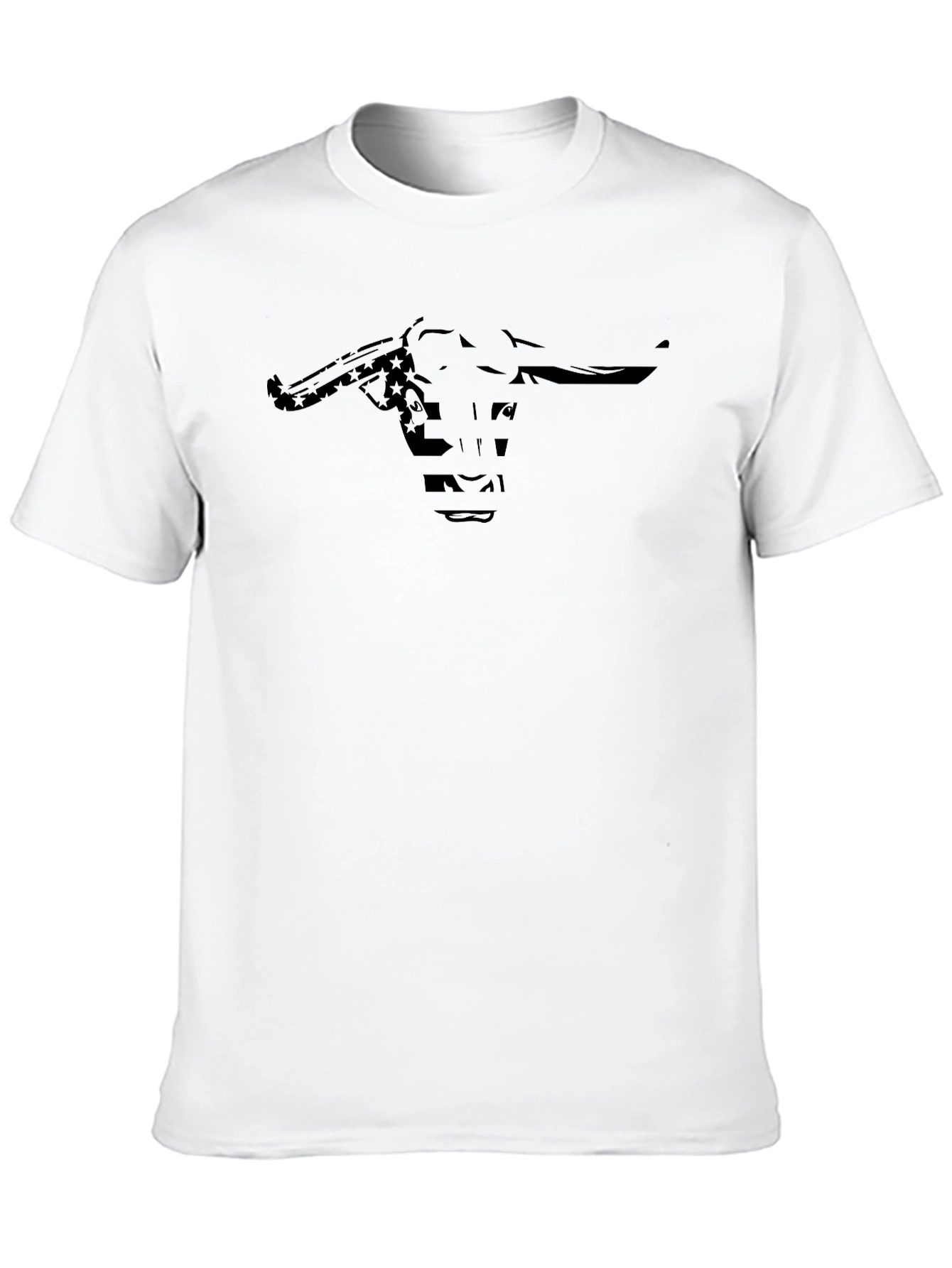 Black Bull Skull Graphic Tee - Western Style