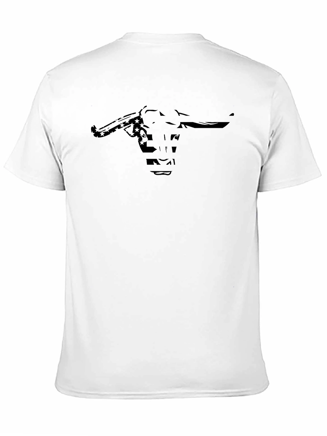 Black Bull Skull Graphic Tee - Western Style