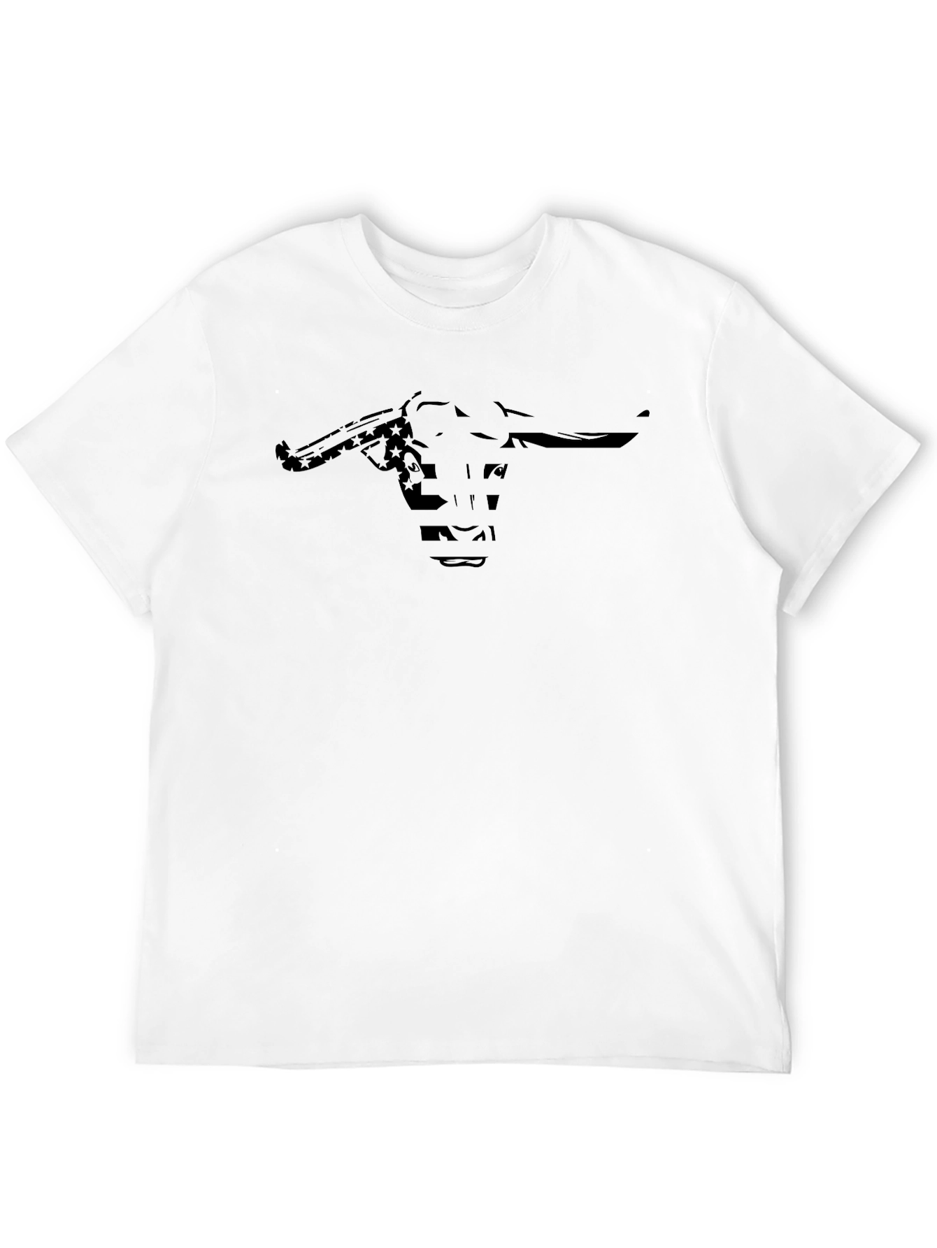 Black Bull Skull Graphic Tee - Western Style