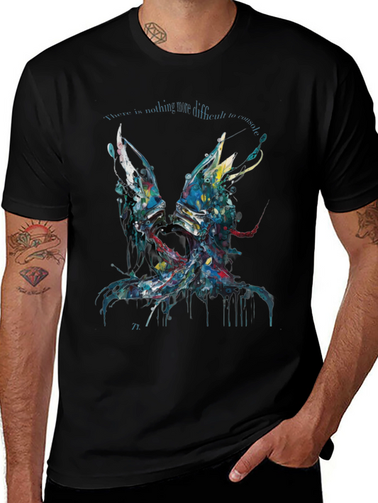 Abstract Graphic Print Black Casual T-Shirt