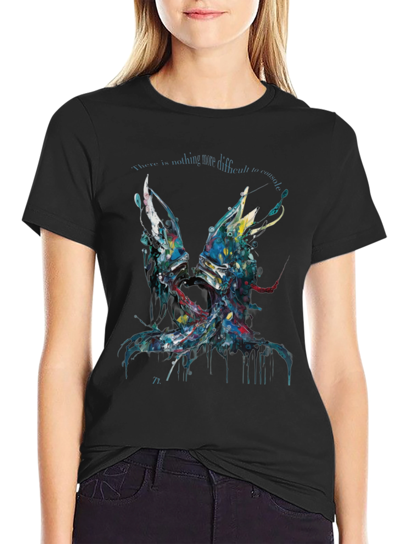 Abstract Graphic Print Black Casual T-Shirt