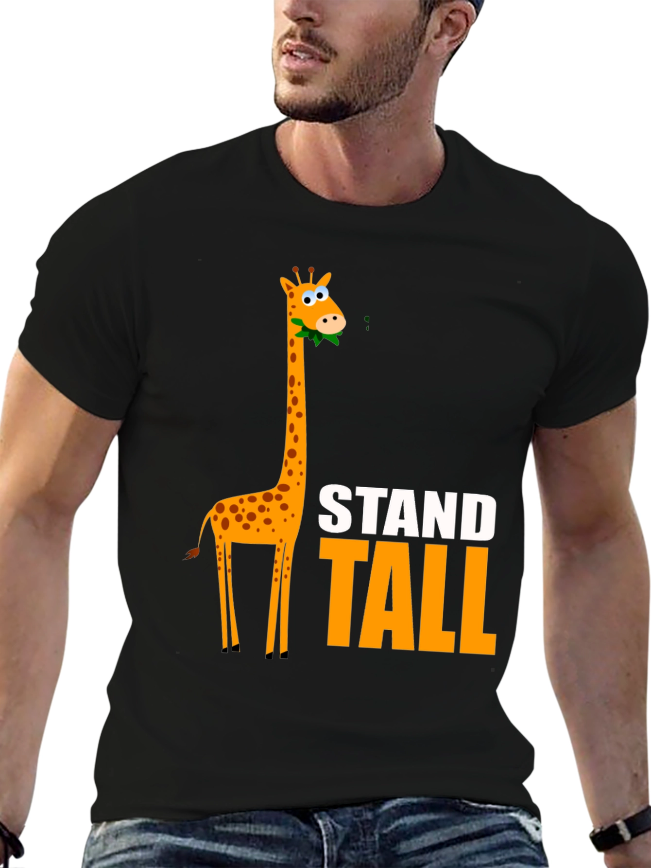 Stand Tall Giraffe Graphic Tee - Black