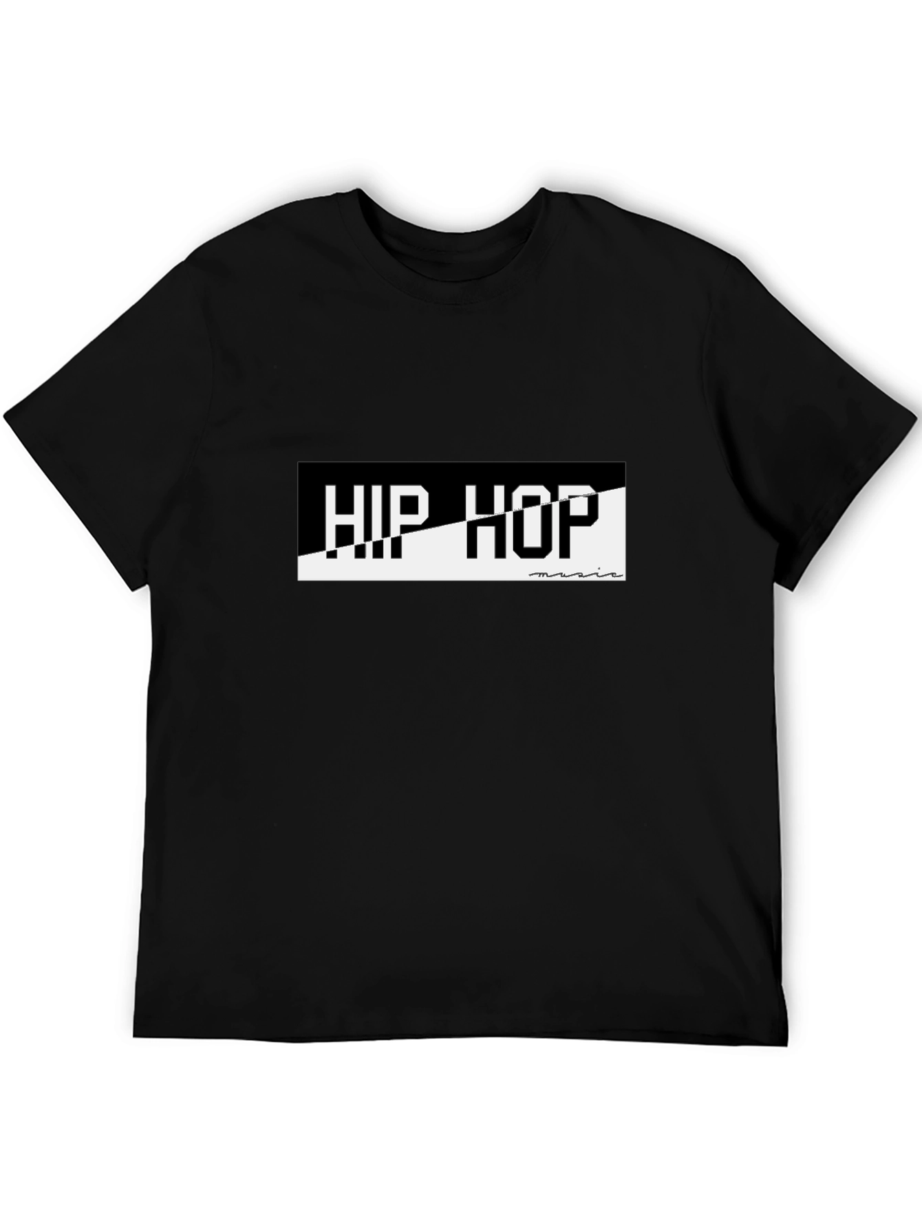 Hip Hop Music Graphic Tee - Black Cotton T-Shirt
