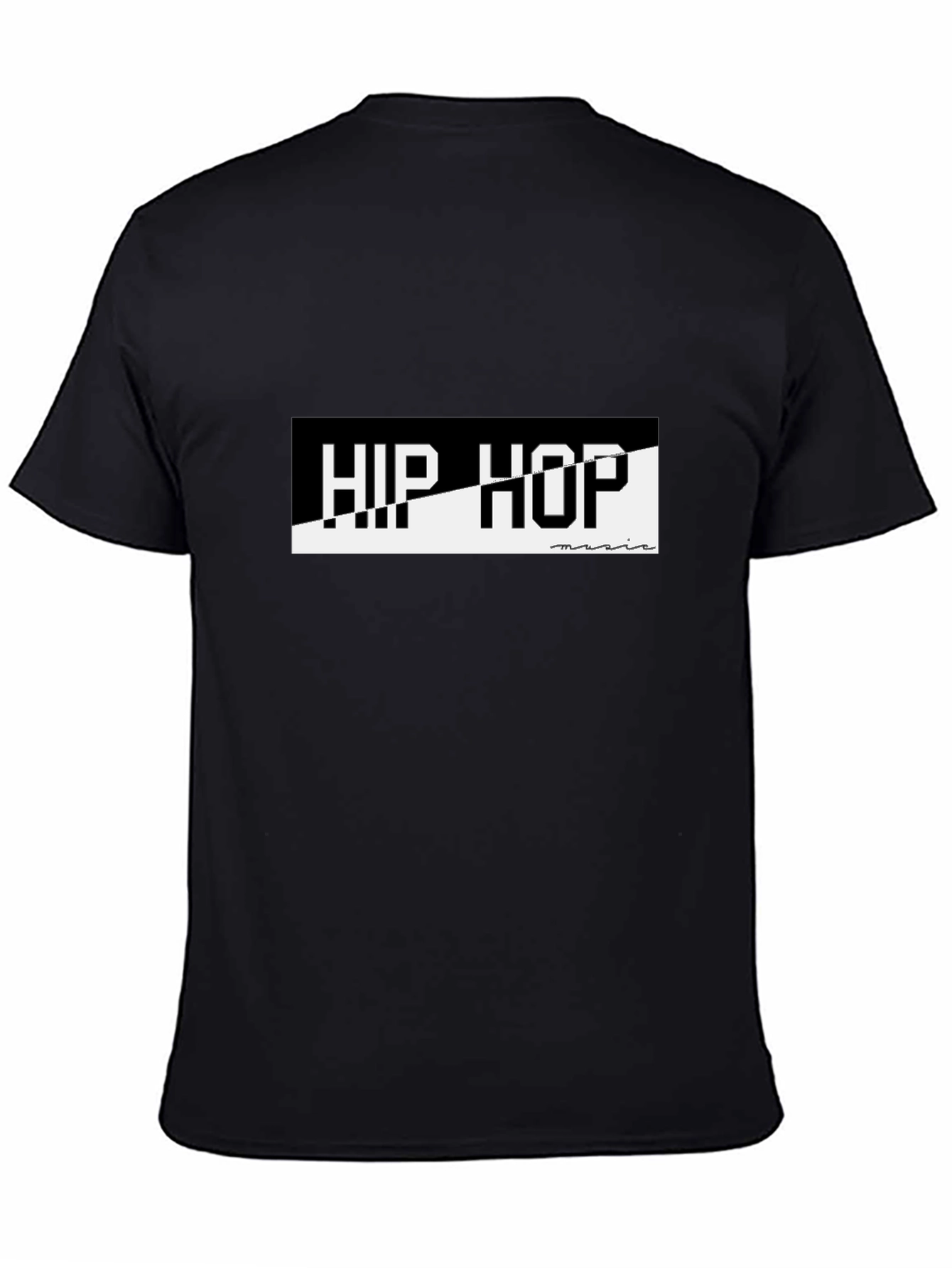 Hip Hop Music Graphic Tee - Black Cotton T-Shirt