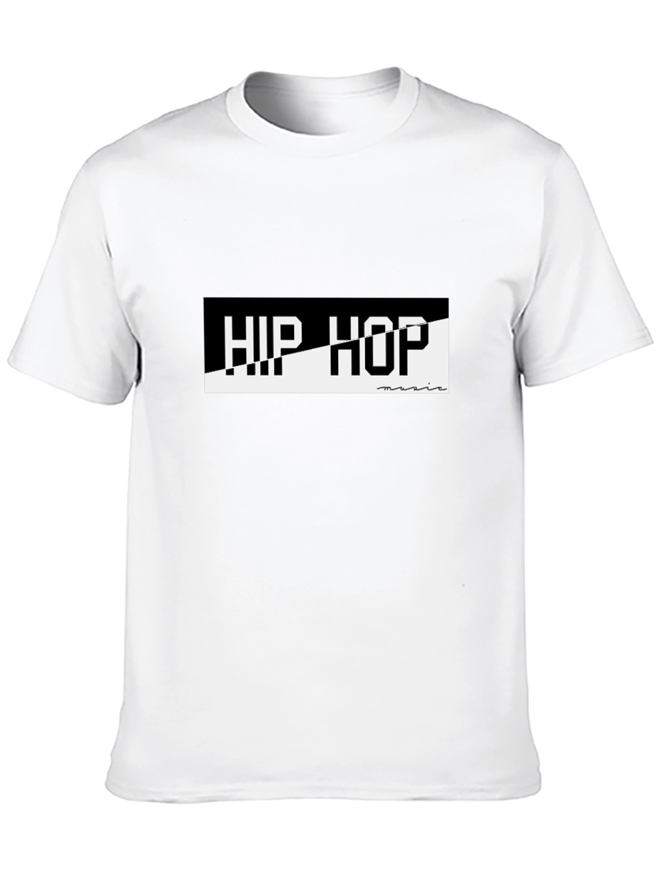 Hip Hop Music Graphic Tee - Black Cotton T-Shirt